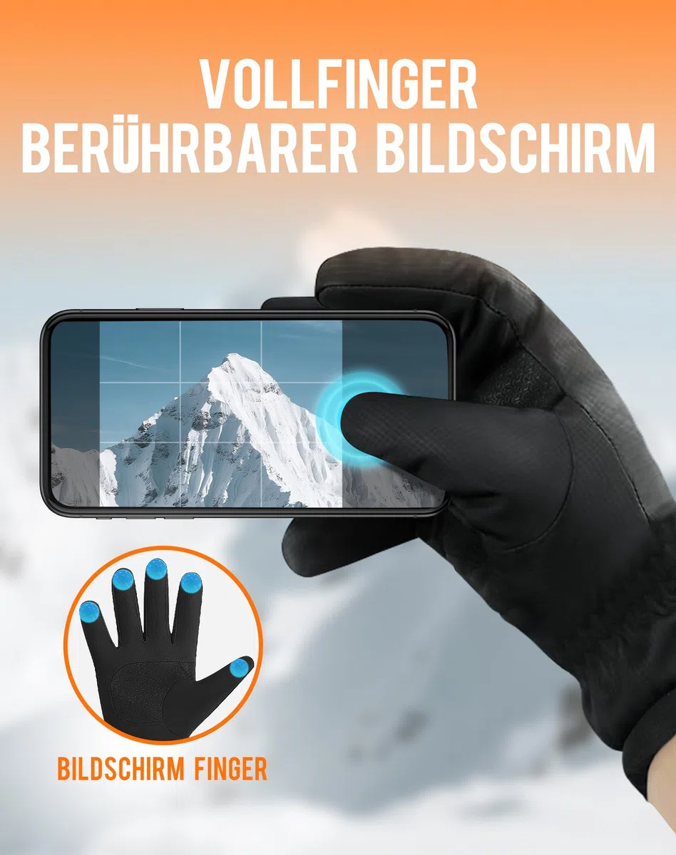 wasserdichte Winterhandschuhe Herren Damen, Thermo Warme Fahrradhandschuhe mit Touchscreen, Plüschfutter, Winddicht & rutschfest für Ski, Outdoor, Laufen Laufen Wandern Plüsch Winter