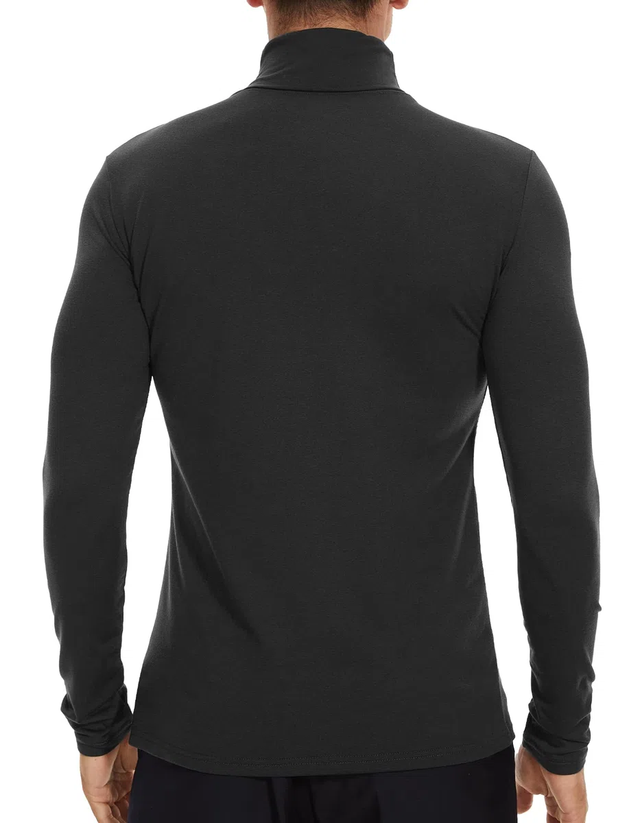 SIMIYA Herren Rollkragen Basic Männer Langarmshirt: Slim Fit Innenfleece Thermounterwäsche Oberteil Langarm Elastisch Rollkragenshirt Angenehm und Atmungsaktiv