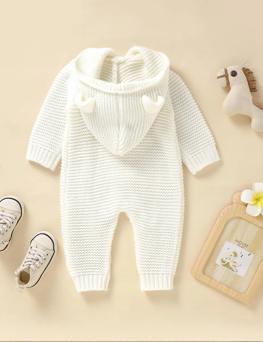 Haokaini Neugeborenes Baby Ohr Kapuze Gestrickte Strampler Overall Winter wärmer Schneeanzug für Jungen Mädchen