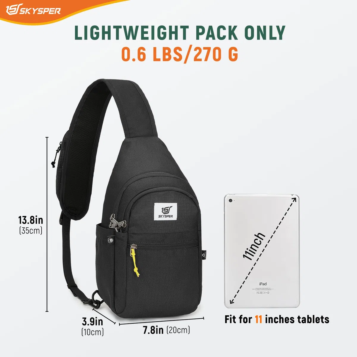 SKYSPER Brusttasche Herren Klein Sling Bag Leicht Schultertasche Crossbody Umhängetasche für Männer Damen Reisen Wandern Outdoor