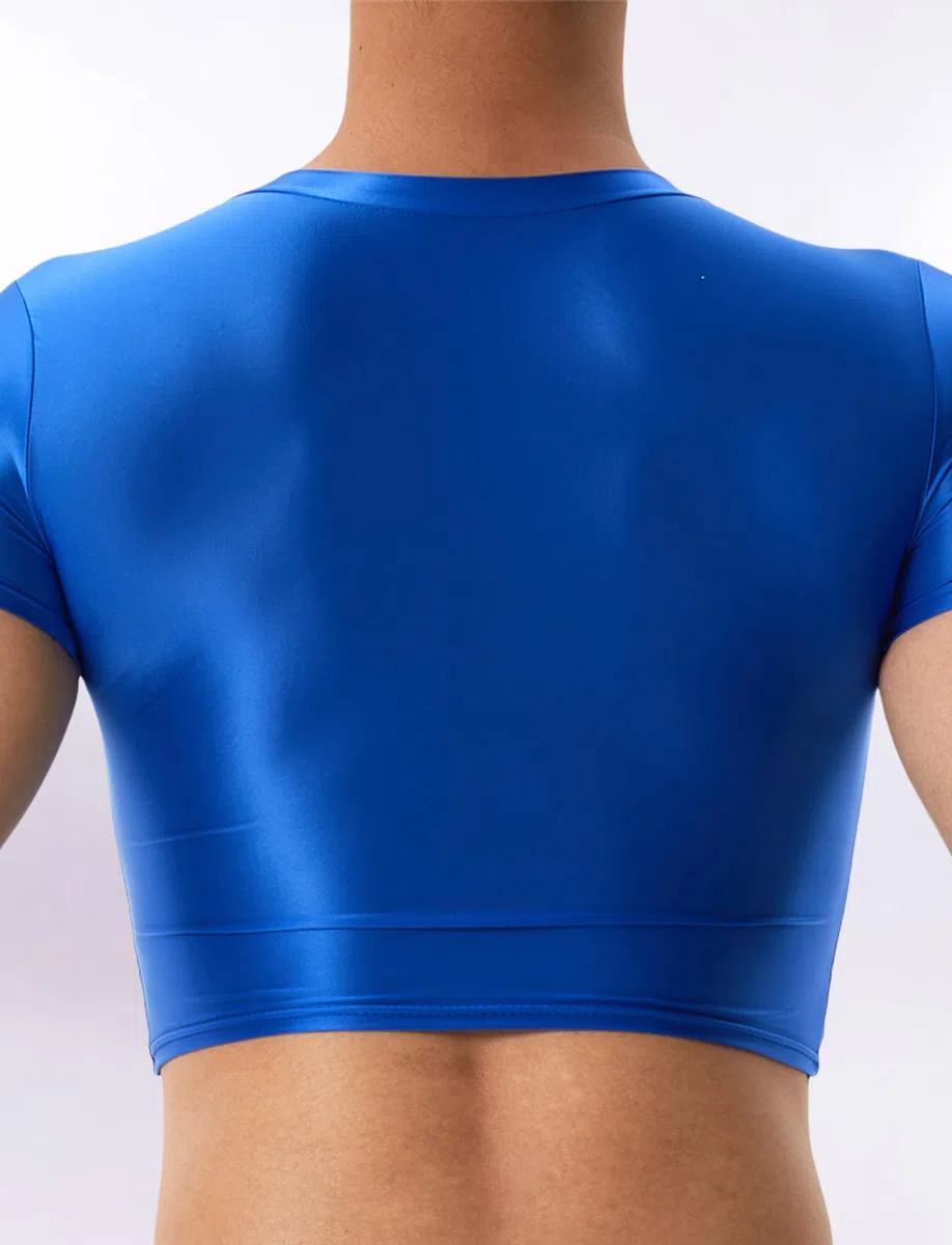 AIEOE Herren Tanktop Glossy Elastisch Crop Top Transparent Eng Muskleshirt Kurz Dünne Laufshirt EU S-L