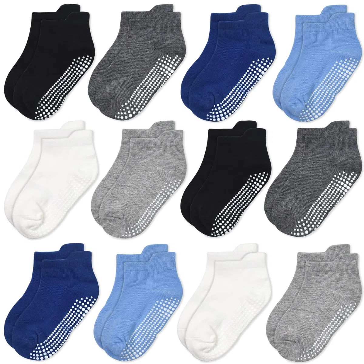GRPSKCOS Stoppersocken Kinder 12 Paar Rutschsocken Socken Kinder ABS Socken Antirutschsocken für 6-12 Monate 1-7 Jahre Jungen Mädchen