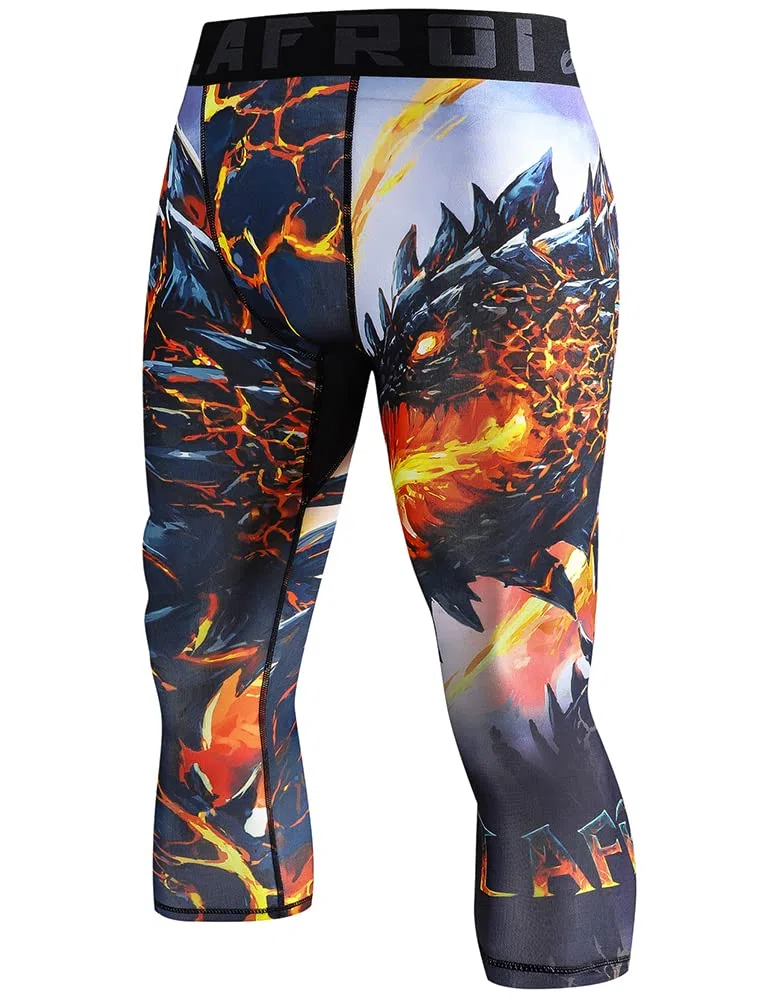 LAFROI Men's Compression Fit 3/4 Tights Leggings with Pcoket/Non-Pocket-YSK10