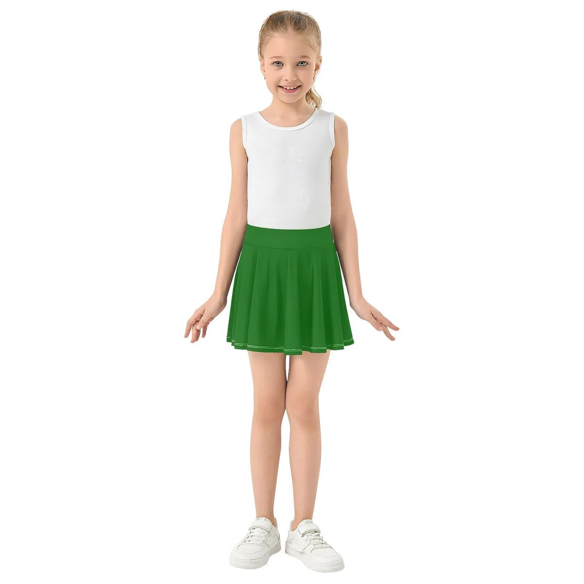 Yuiboo Dunkelgrüner Mädchen-Tennisrock mit Shorts, aktiver Skort für kleine Mädchen, Sportröcke für Kinder