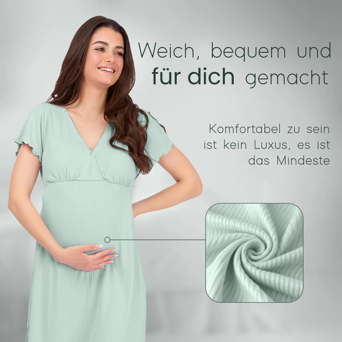 Stillnachthemd, Geburtskleid, geburtshemd, 3 in 1 Stillen, Krankenhaus und Schwangerschaft, Weich und Atmungsaktiv