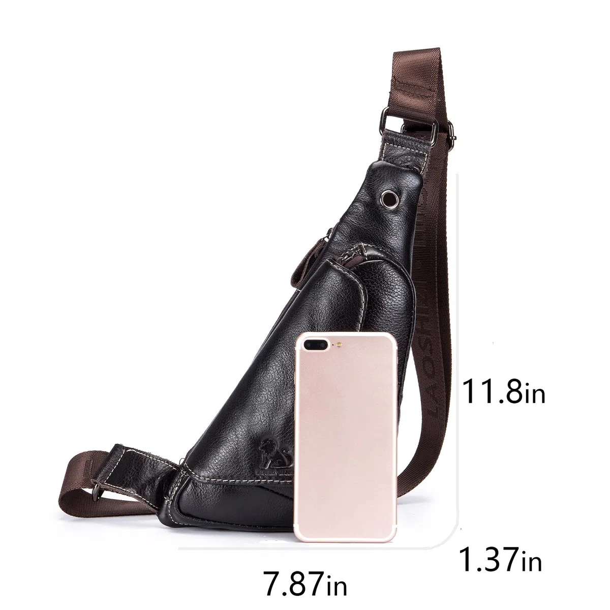 pundarika Herren Leder Brusttasche – Kleine und Stilvolle Umhängetasche als Sling Bag- - Dunkelbraun