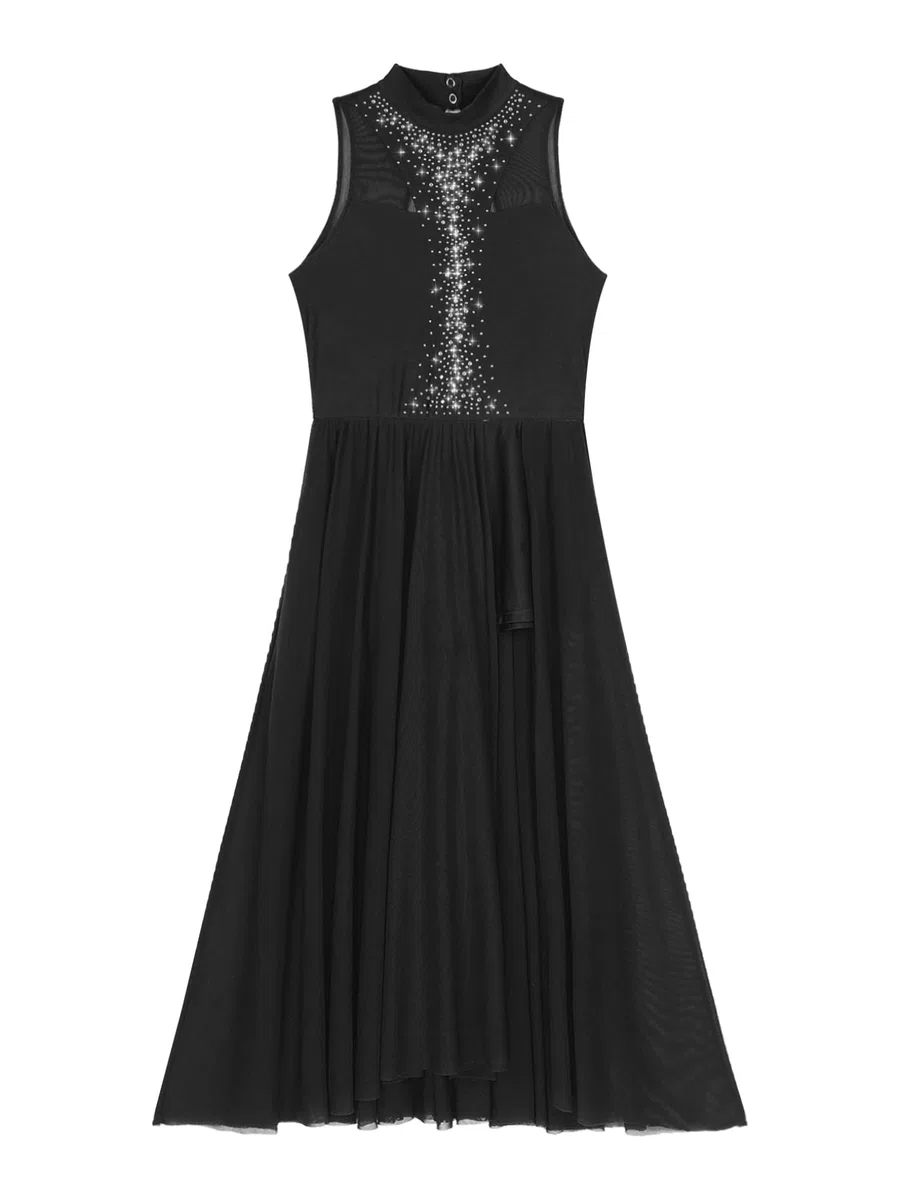 Freebily Frauen Tanzkleid Glitzer Lyrisch Latin Ballsaal Walzer Kleid Tanz Ballett Leotard Swing Kleid Moderne Tanzkostüme Contemporary Dance Dress