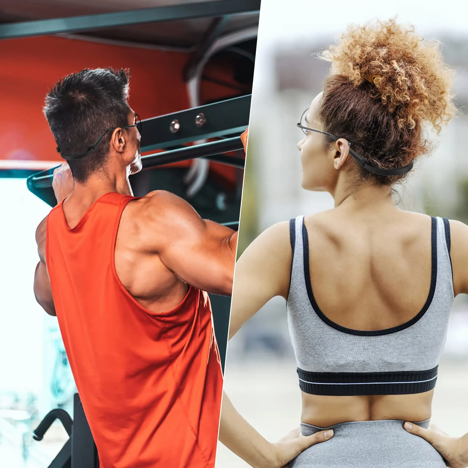 TIESOME 4 Stück Verstellbarer Brillen Halteriemen, No Tail Anti Rutsch Brillenriemen Brillen Halteseil Sport Brillenriemen für Männer Frauen Kinder