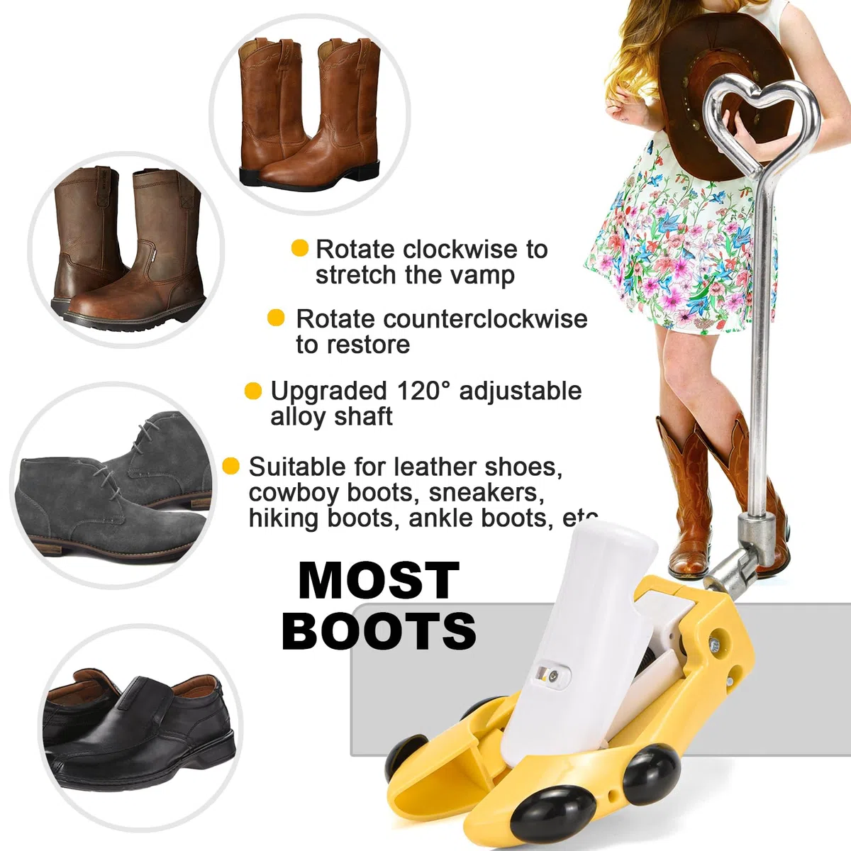 Schuhspanner Für Männer Frauen Wadenstiefel, Stiefelbaumverbreiterung Verstellbare Cowboystiefel Breite Zehenboxen Und Höhenspann Für Dicke Breite Füße