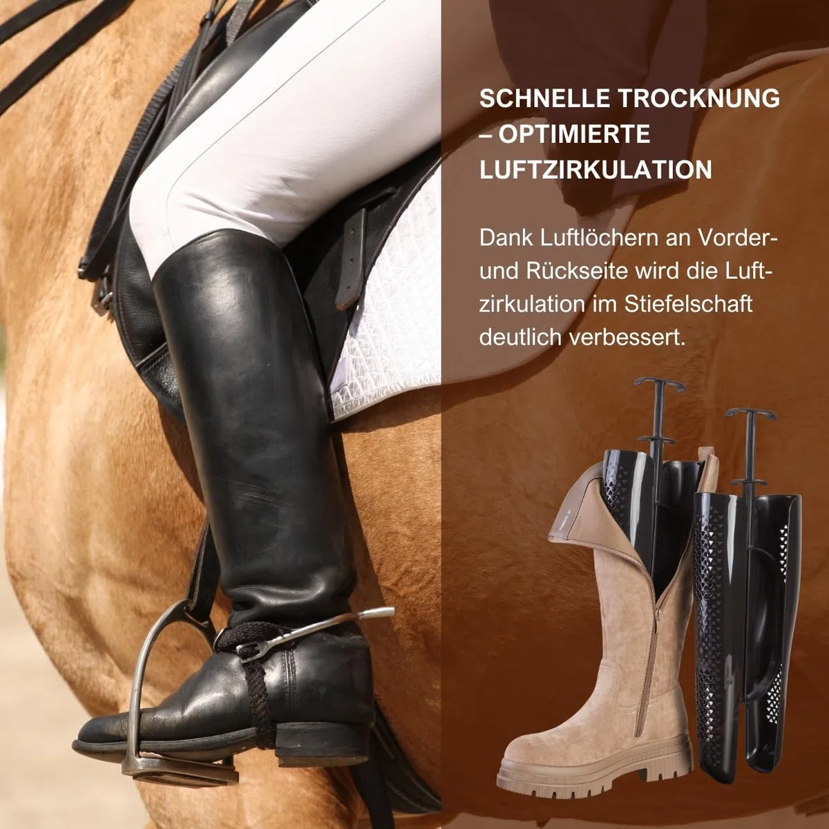 CC Universal Stiefel-Schuhspanner (1 Paar) aus 100% Rezyklat, hält den Stiefelschaft perfekt in Form, verhindert Knickfalten und Risse, Stiefelformer mit innovativer Automatik-Mechanik