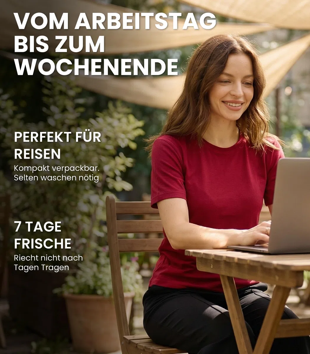 Merino.tech 100% Merino Shirt Damen Wandern - Merinowolle Tshirt Damen Kurzarm - Sport Thermo Unterhemd - Natürlich Weich Unterwäsche (Medium, Royal Fuchsia Crewneck)