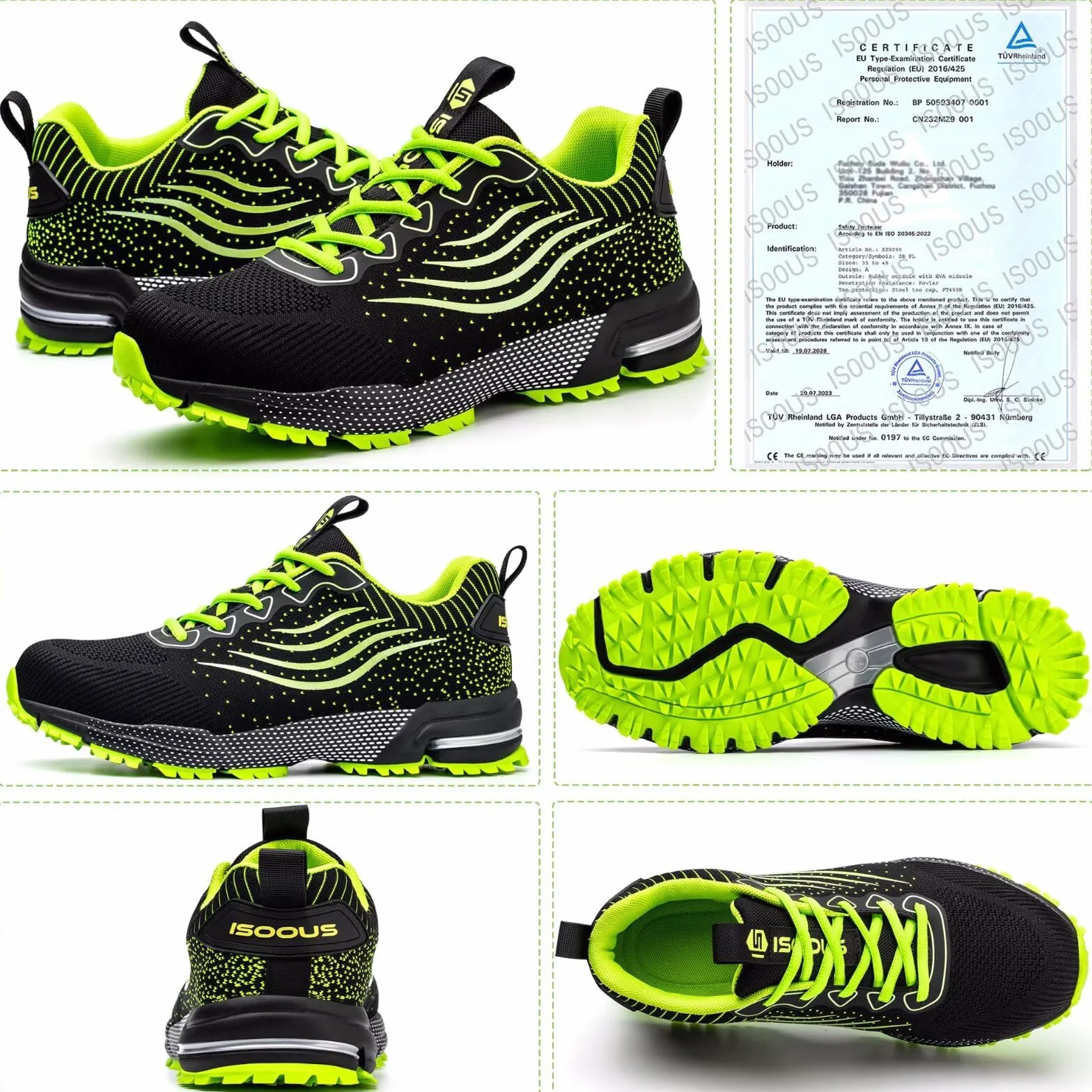 ISOOUS Sicherheitsschuhe Herren Damen Arbeitsschuhe Leicht Atmungsaktiv rutschfest Stahlkappe Schutzschuhe