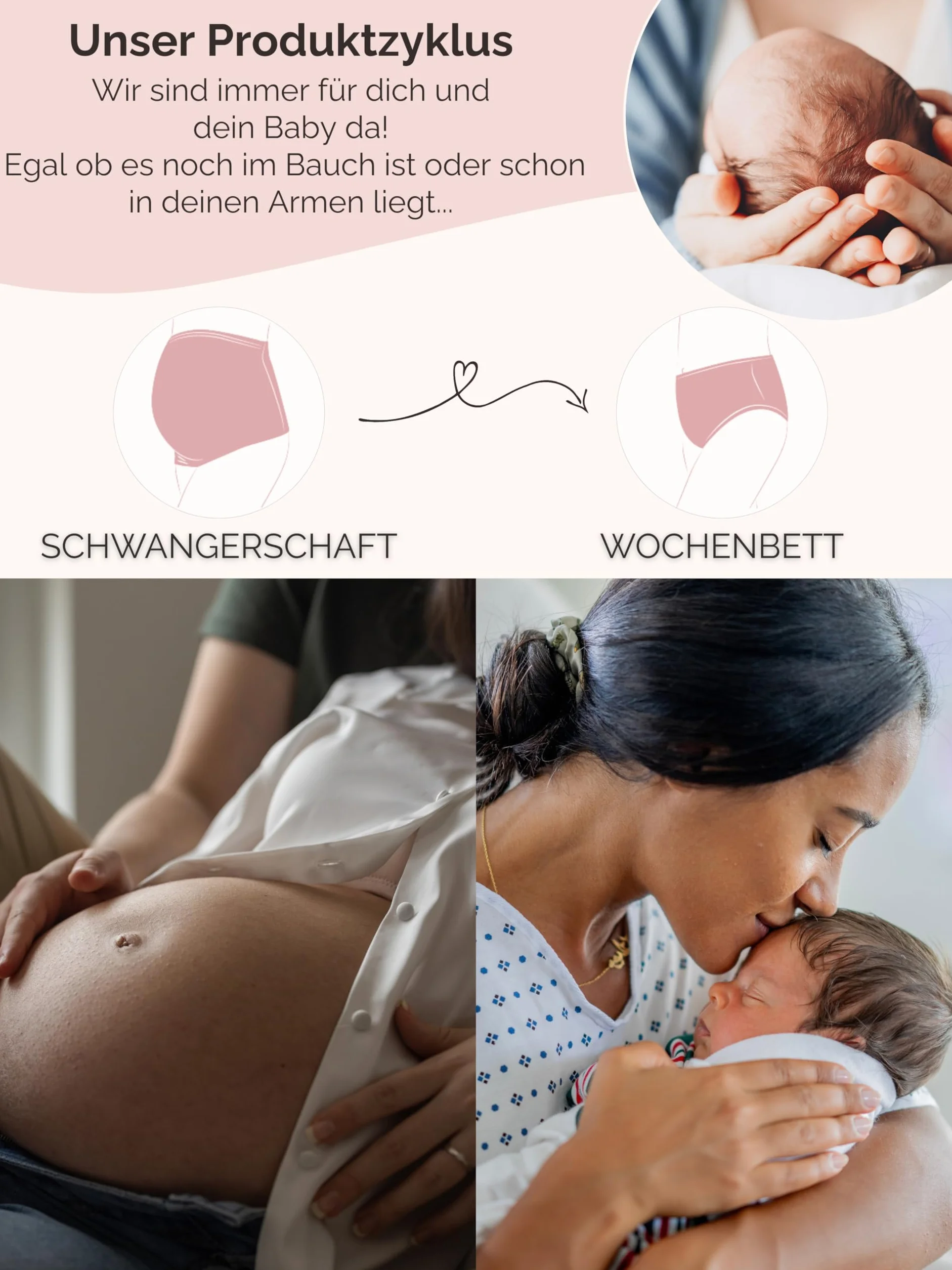 Herzmutter Bauchband-Tube Lang - 2er-Set - Baumwolle - Nierenwärmer-Rückenwärmer-Shirtverlängerung - Umstands-Bauchbänder - 6350
