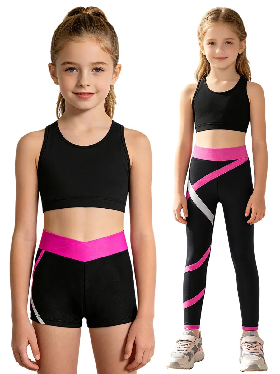 TiaoBug Mädchen Sport BH Jogginghose Sport Leggings Yoga Hose Trainingshose Sportlich Bustier ohne Bügel Yoga Fitness Training Bekleidung Set