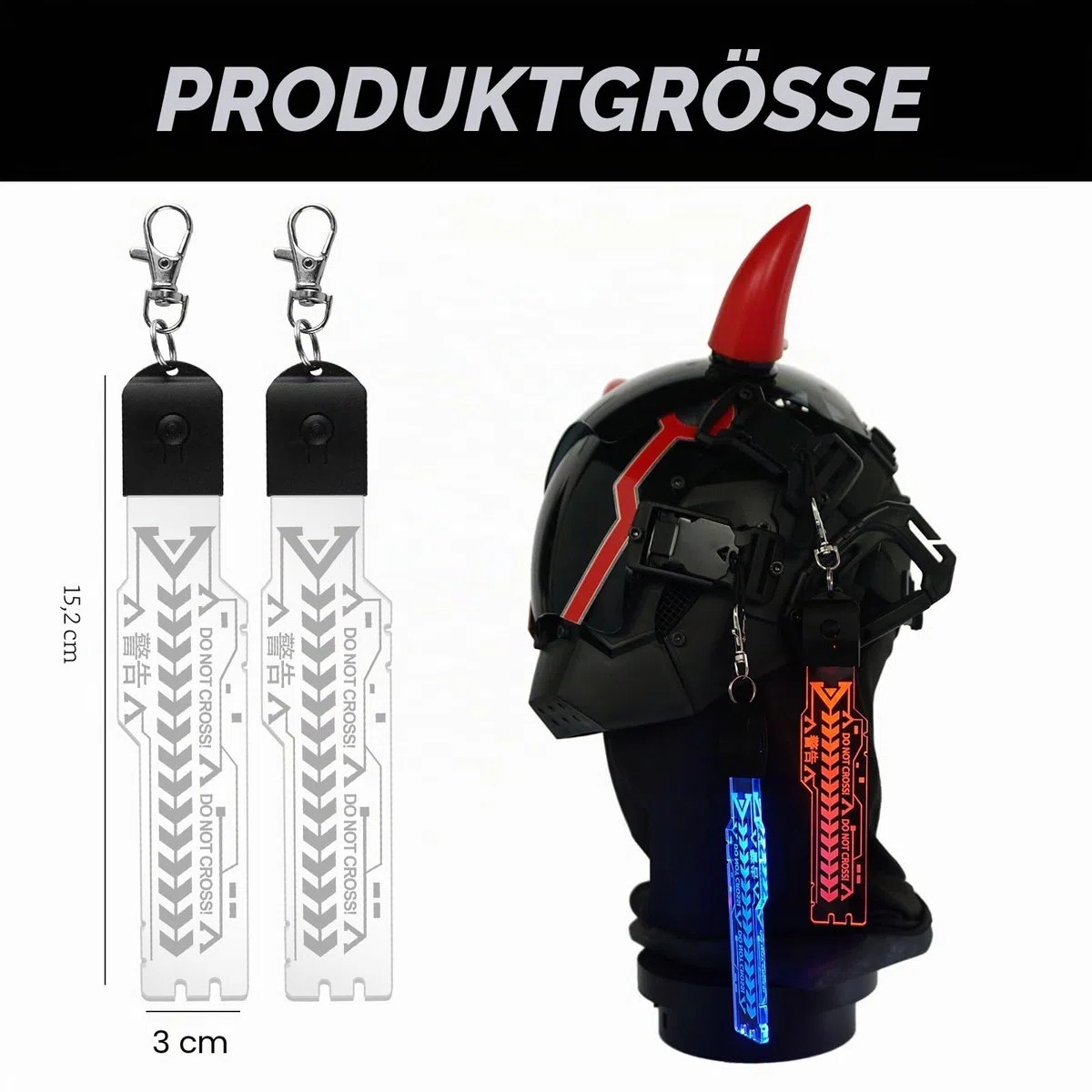 Marikito Punk Anhänger,Techwear accessoires, USB-aufladbar, sieben Farben und drei Lichtmodi, perfekt für techwear maske, Kostüme und Rucksäcke