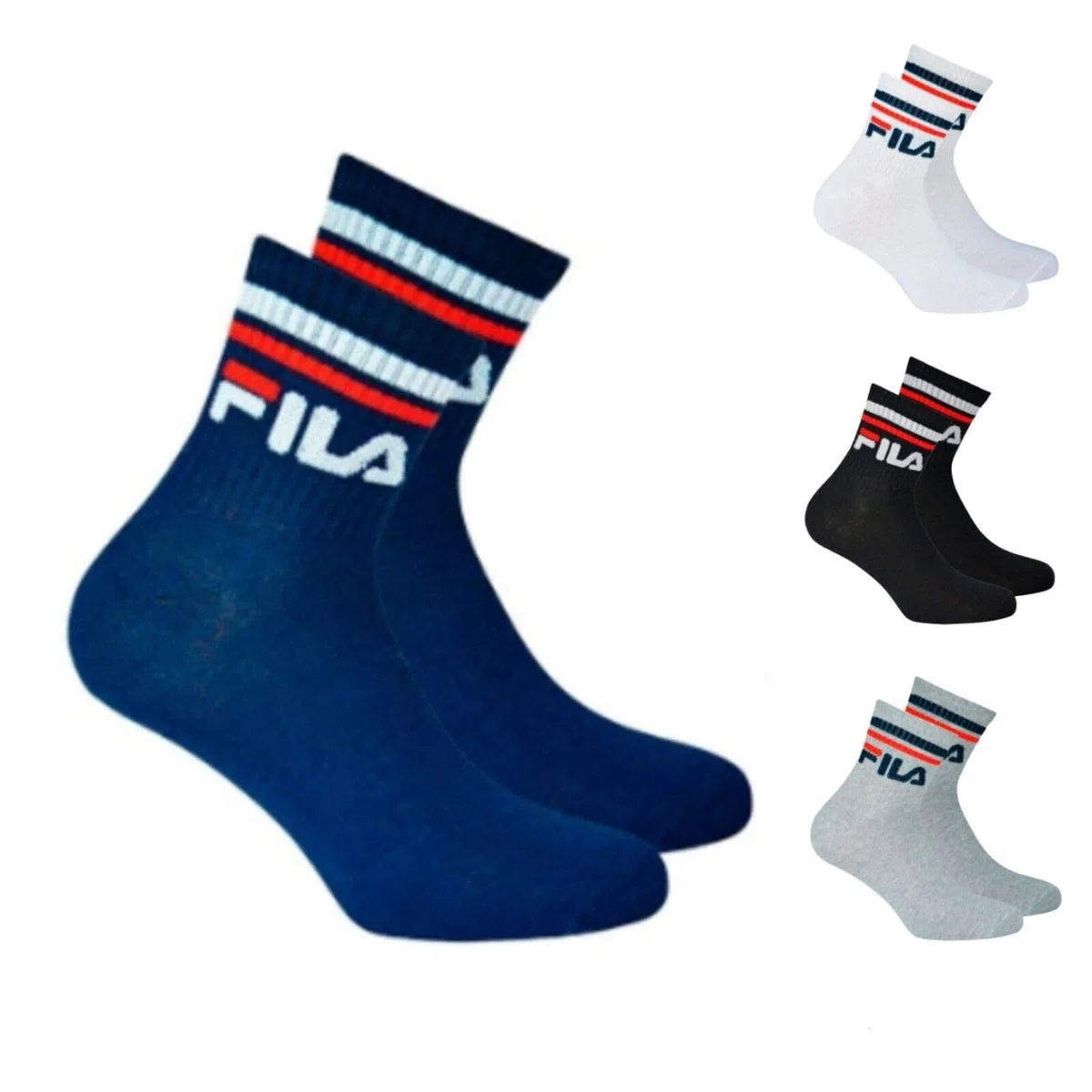 FILA 6 Paar Sportsocken für Kinder, aus Baumwolle, Größen 23 bis 34, verschiedene Farben