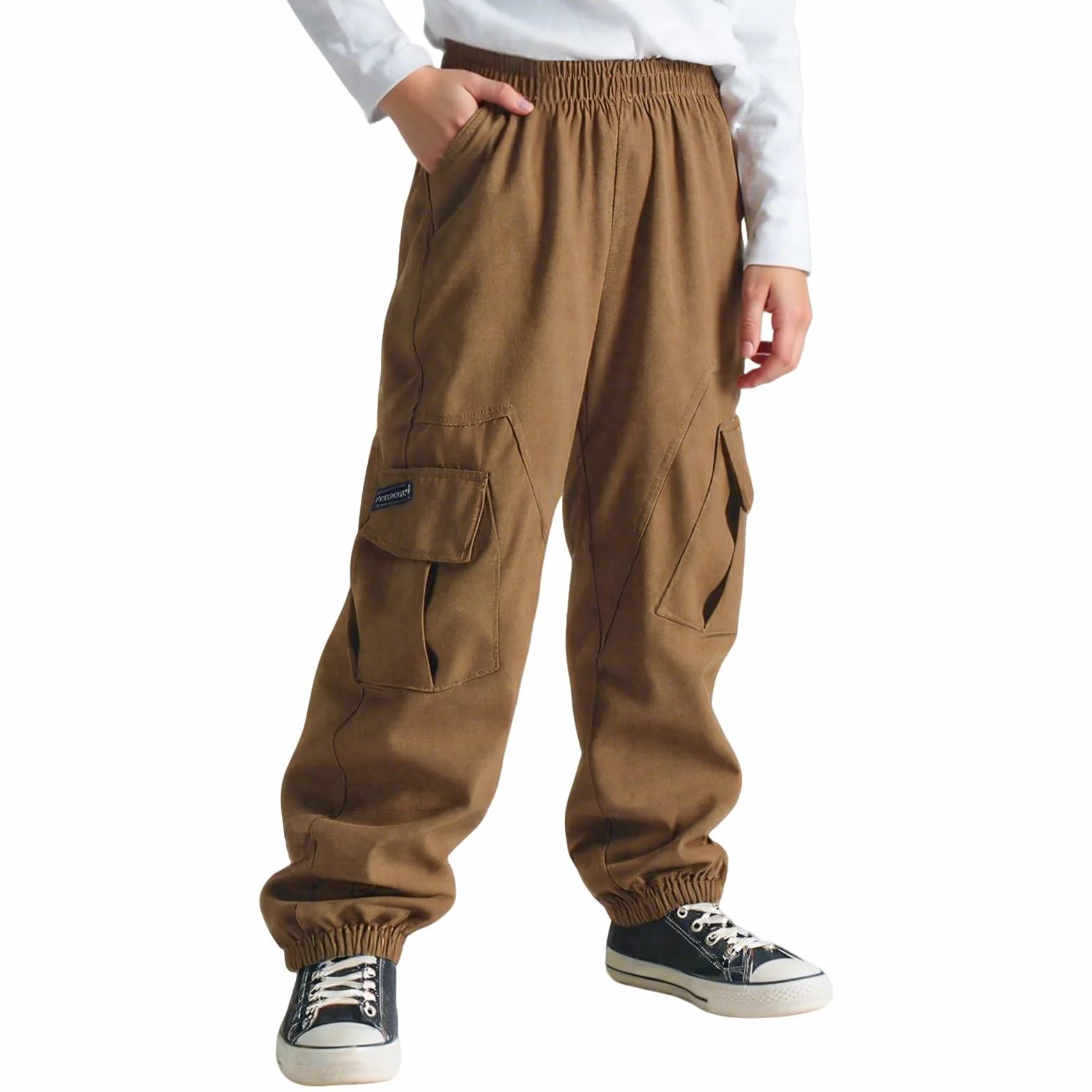 Cargohose Jungen Kinder Jogginghose Weich Atmungsaktiv Elastische Taille Cargo Jogger Hose mit Taschen Streetwear Sporthose Freizeithose für Frühling Herbst 6-13 Jahre, Gr.116-158
