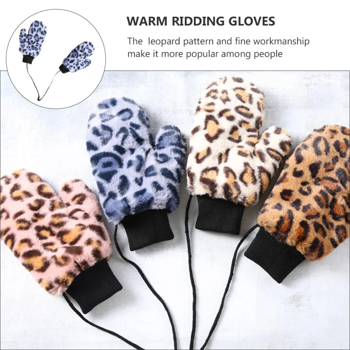 Garneck Winddichte Dicke Reithandschuhe Aus Plüsch Mit Leopardenmuster Vollfinger Warme Outdoor Handschuhe Zum Umhängen Für Mädchen Bergsteigen Und Reiten