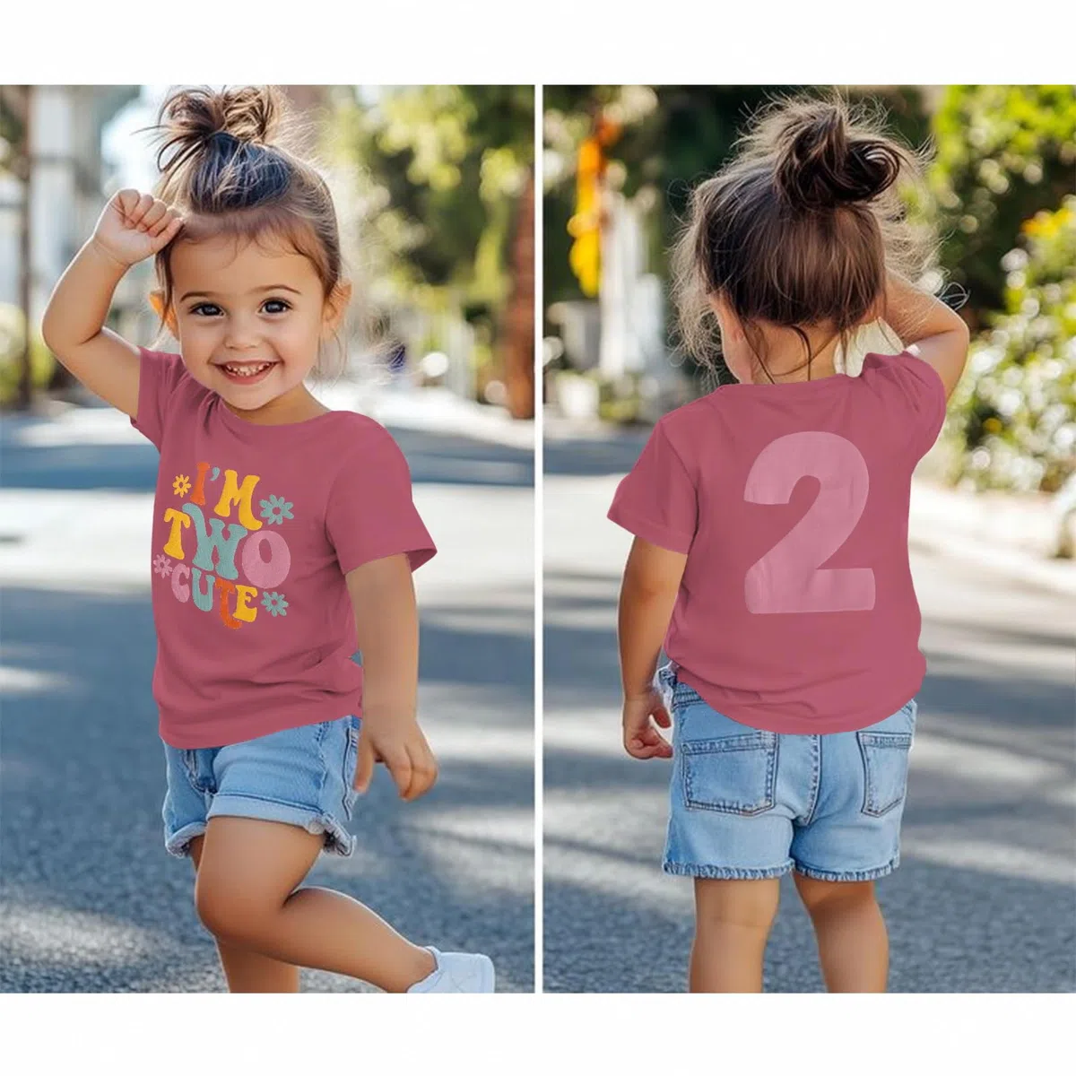 2. Geburtstag T-Shirt für Mädchen “I'm Two Cute” Drucker Shirt Zweiter Geburtstags Shirts Geburtstagsfeier Kleidung Sommer Kurzarm Top Weiches Rundhals Tshirt 2 Jahre Kinder Outfi