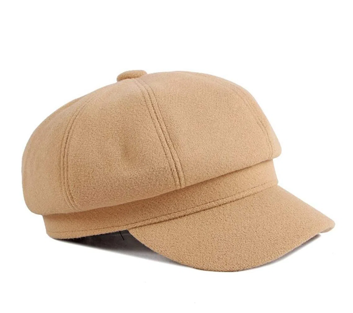 QICHEN Schirmmütze Damen Winter Wollmischung Newsboy Beret Cap Ballonmütze Cabbie Mütze