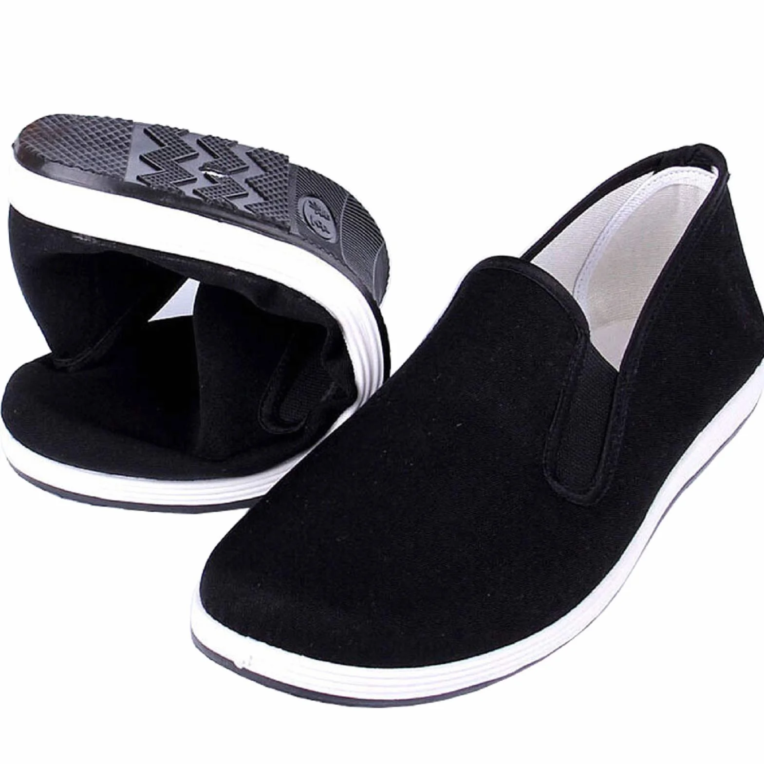 Kung Fu Tai Chi Kampfkunst Schuhe Gummisohle Unisex Leinwand Anti-Rutsch-Mode Qigong Trainer Schwarz