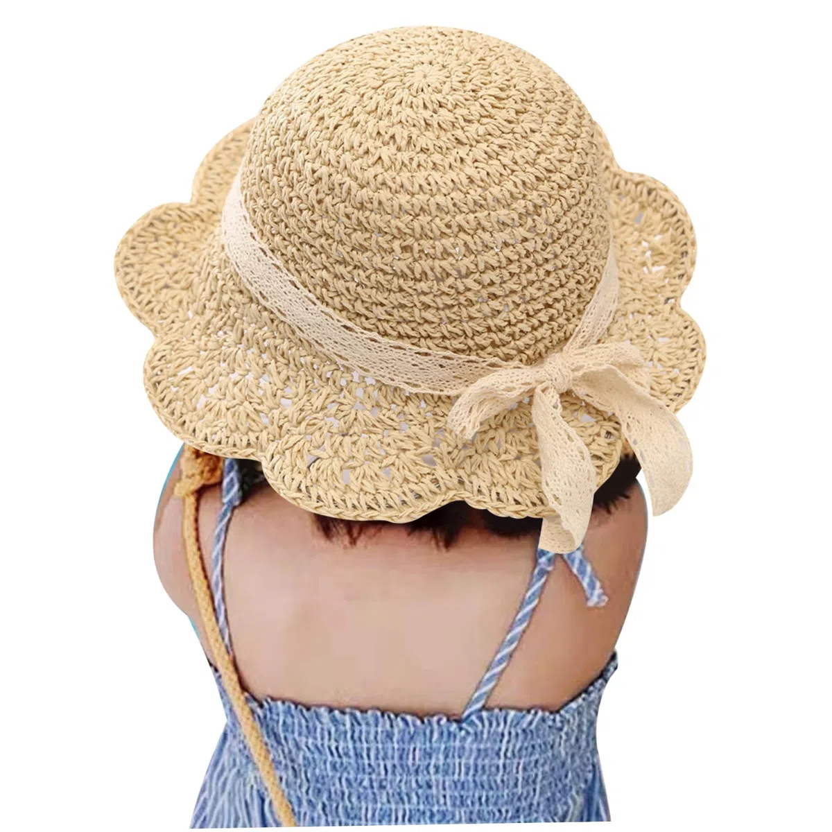 Baby-Mädchen-Hüte mit Schleife, floraler Kleinkind-Strohhut, gewebte Kuppel, Kleinkind-Sonnenhut