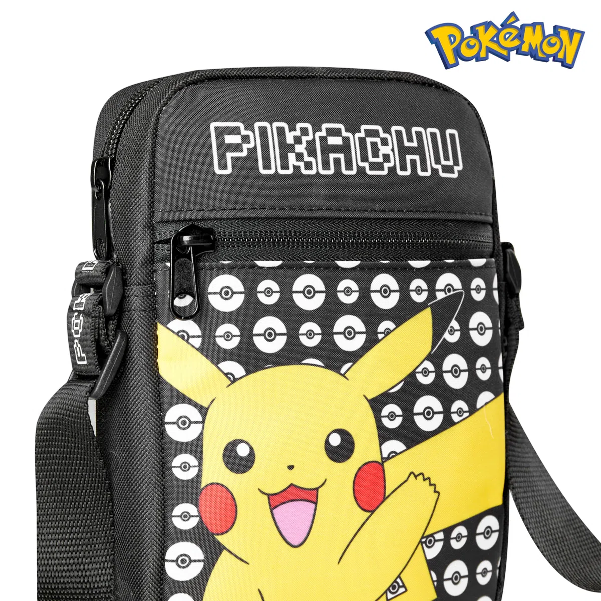 Pokemon Kinder Umhängetasche, Pikachu Reisetasche mit Verstellbarer Schultergurt, Großes Hauptfach mit Reißverschluss Kinder Geschenke