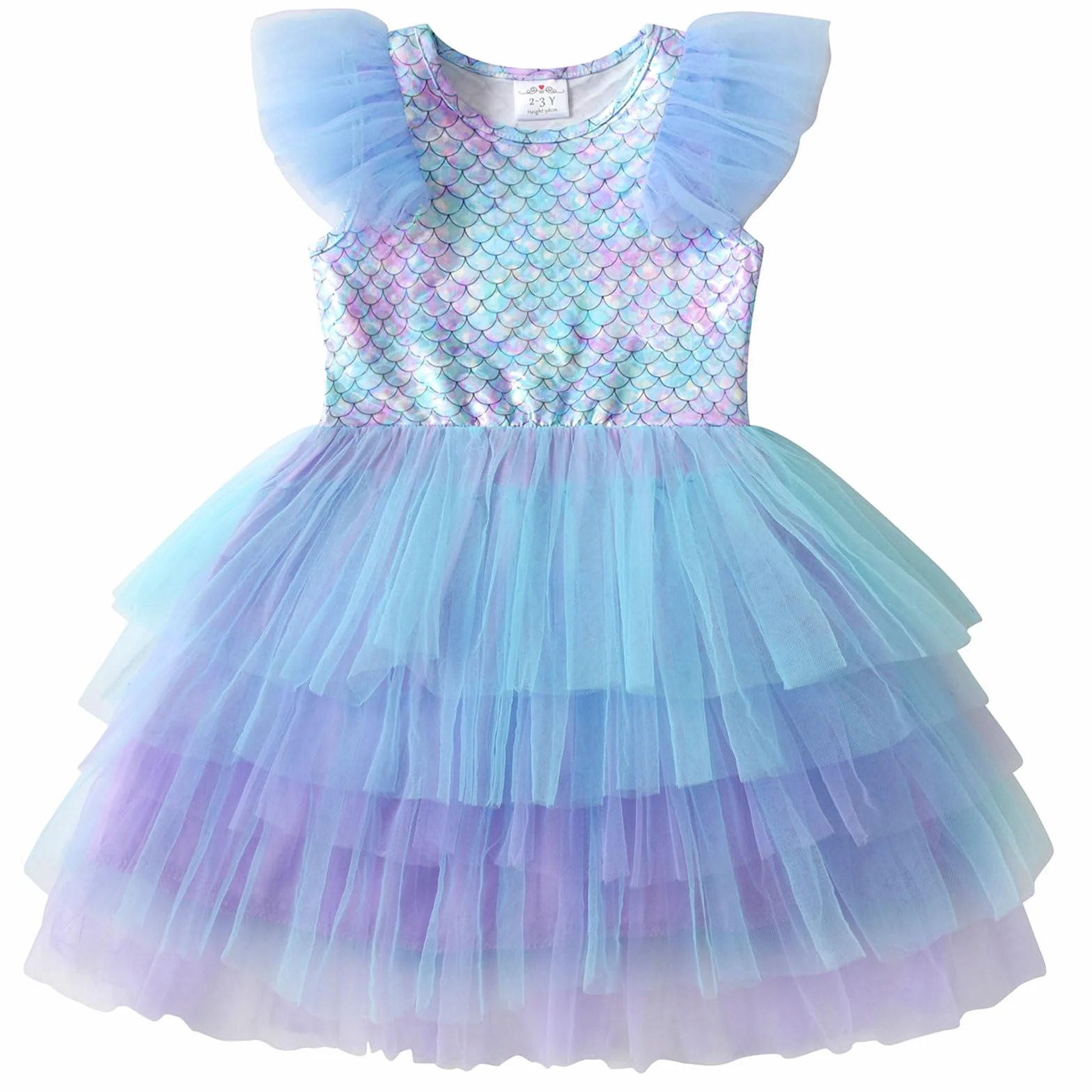 VIKITA Mädchen Kleider Meerjungfrau Prinzessin Tüll Party Hochzeit Kleid Gr.86-128