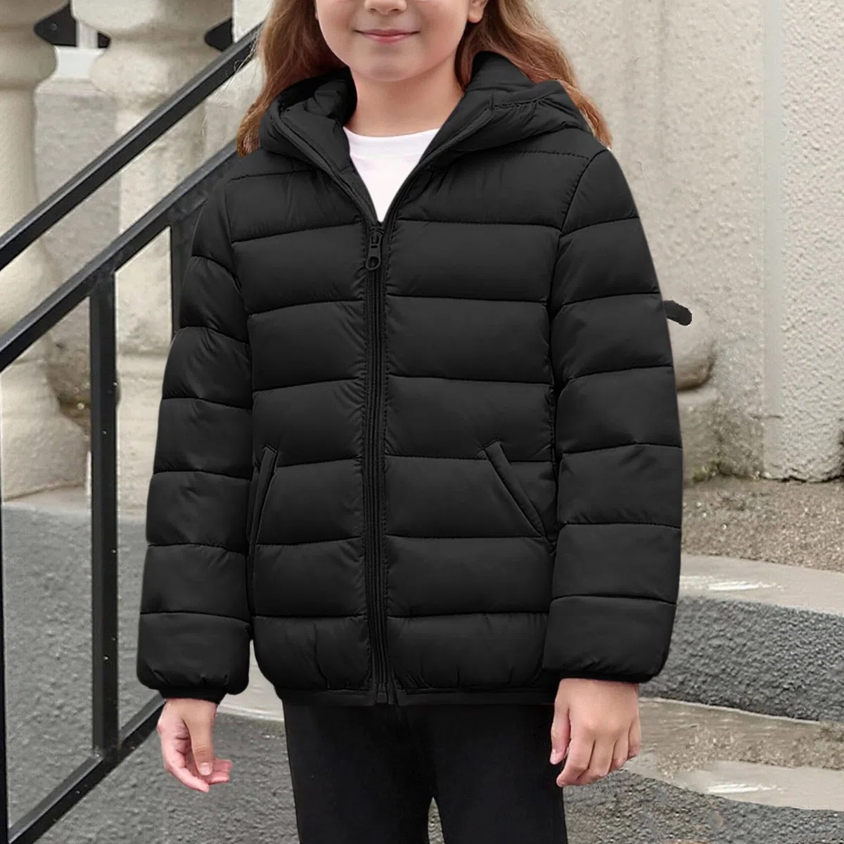 Winterjacke Mädchen Leichte Steppjacke Warme Daunenjacken mit Kapuze Wintermantel Kinder Winter Puffer Jacke Dick Steppmantel Basic Kinderjacken Outdoor Mantel Daunenmantel Parka 4-12 Jahre