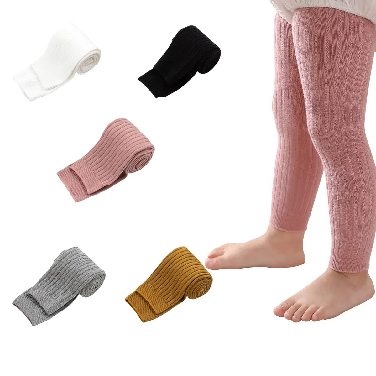 3/5 Packungen Baby-Strumpfhosen für Mädchen, Zopfmuster, fußlos, Strumpfhose, feste Baumwolle, Strumpfhose für Säuglinge, Kleinkinder, 0–4 Jahre