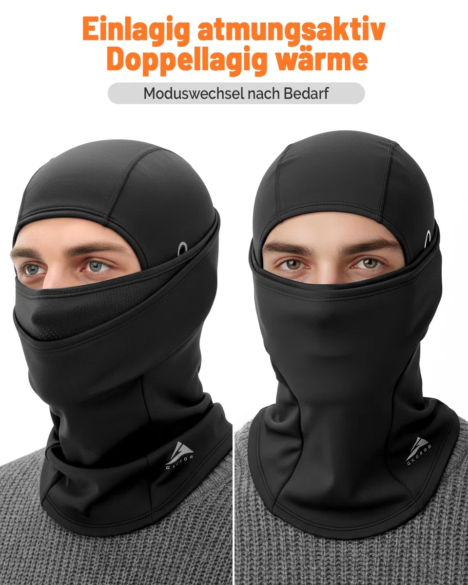 GXCROR Sturmhaube Balaclava Skimaske – doppellagig, Winddicht & warm für Winter, Motorrad, Ski, Unisex