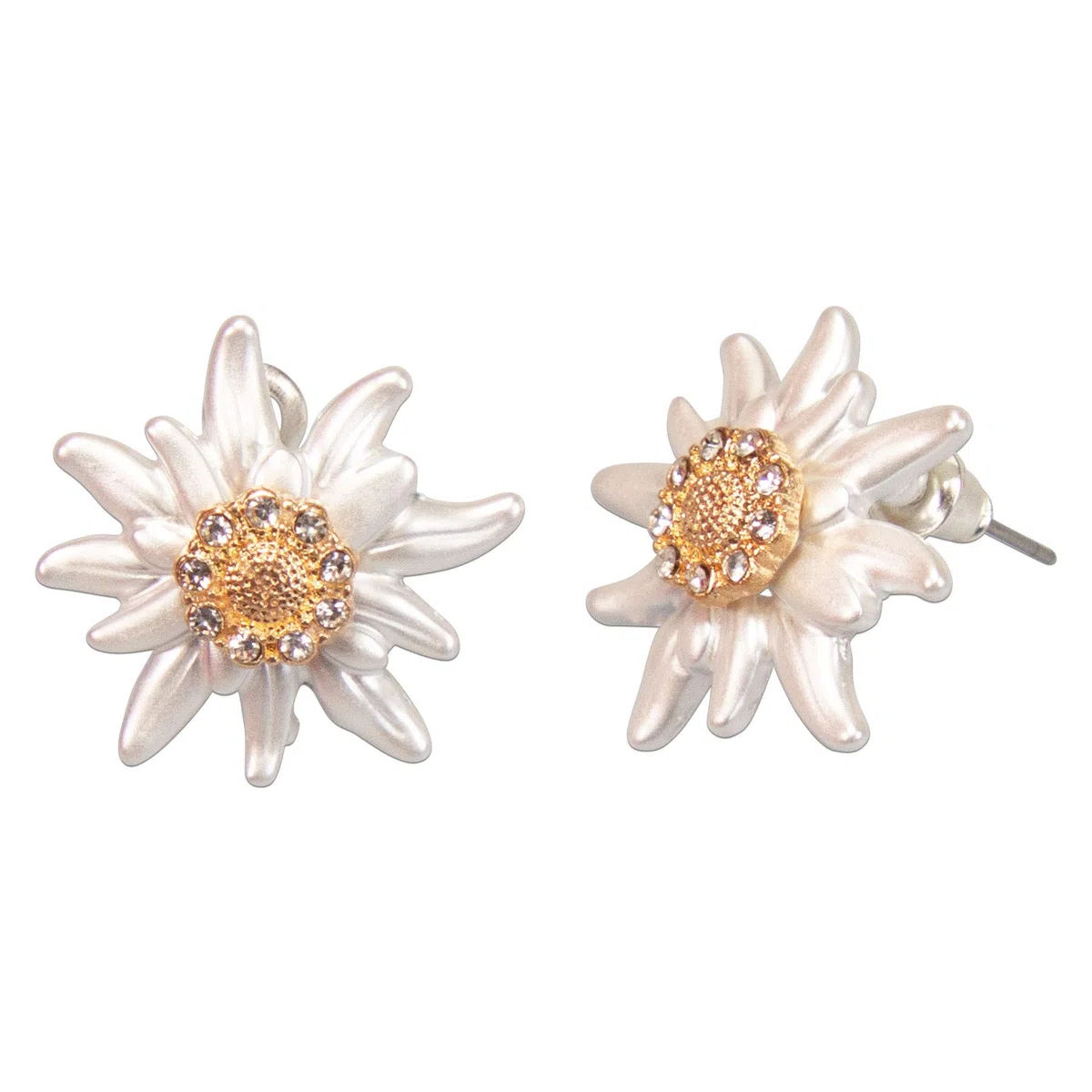 Alpenflüstern Trachten-Ohrstecker Strass-Edelweiß Greta - Damen-Trachtenschmuck, Trachten-Ohrringe mit Strass-Steinen (bicolor) DOR050
