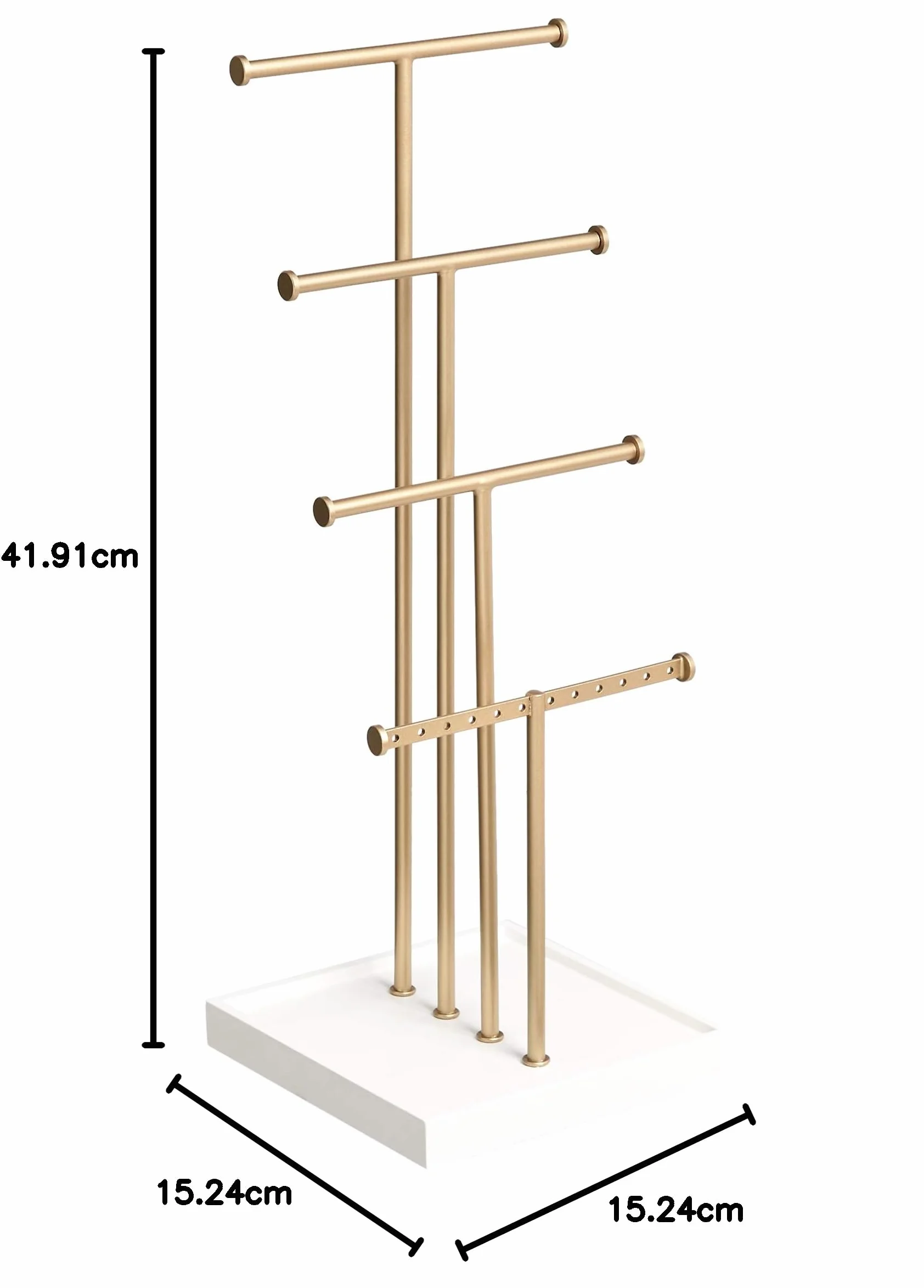 Amazon Basics Blatt Schmuckständer, Baum-Design, 4 Ebenen, Weiß/Messing