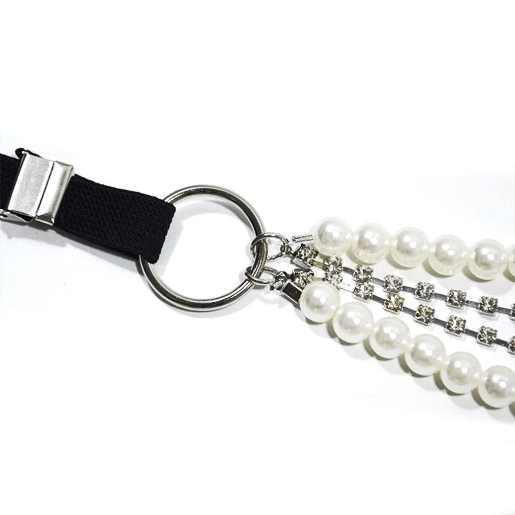 Punk Stil Hosenträger Frauen Y-Form Metall Clips Einstellbare Perle Gurt