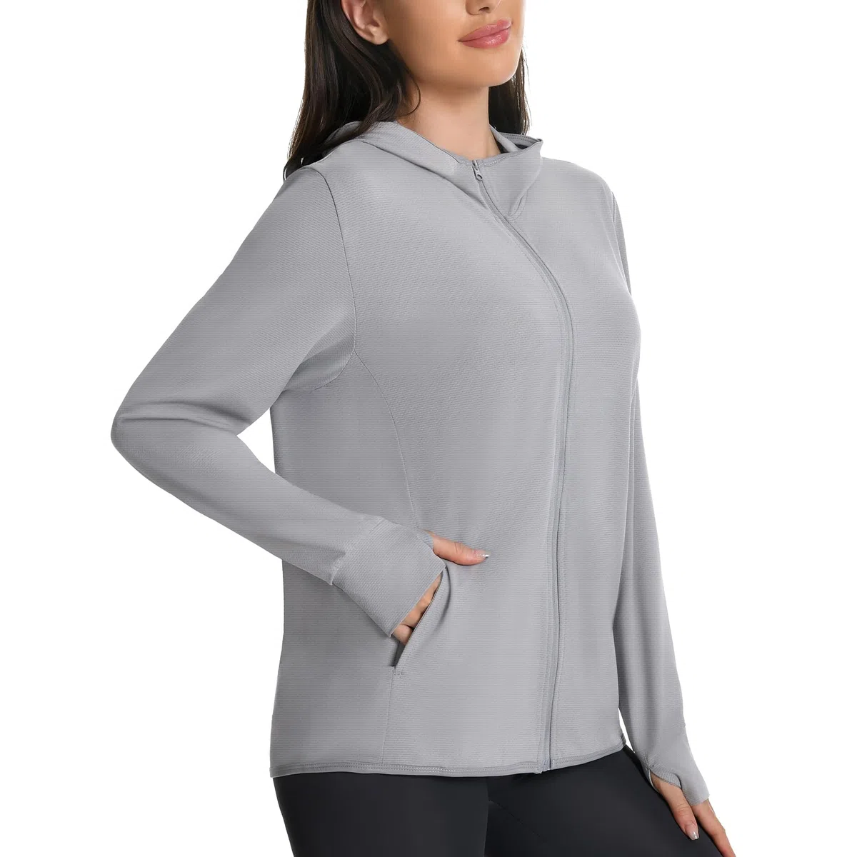 UV Schutz Jacke Damen, SPF UPF50+ Leichte Sun Hoodie | Sonnenschutz Kleidung, Schnelltrocknend, 4 Taschen und Daumenloch