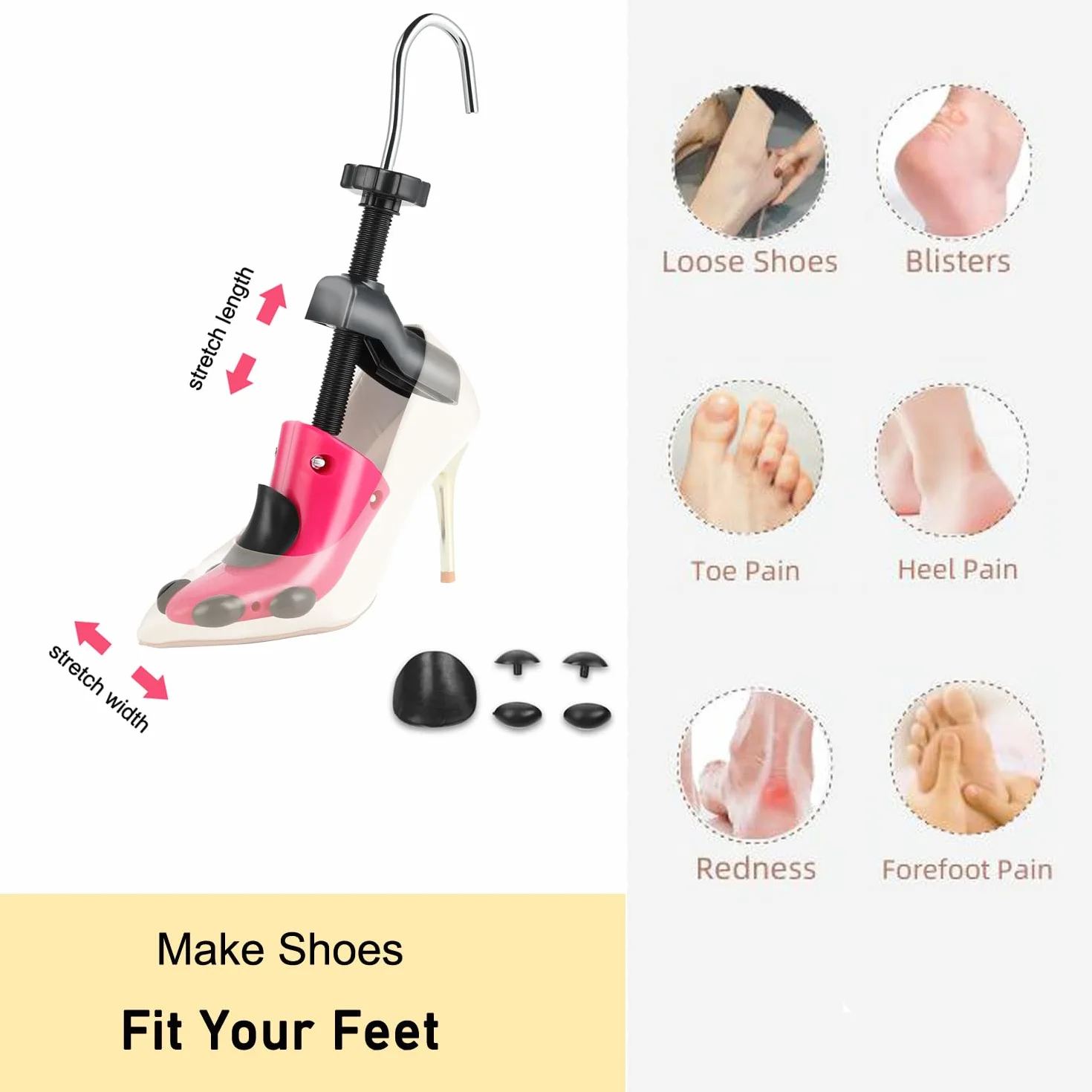 Schuhspanner Damen Herren Schuhdehner, Schuhspanner Schuhweiter für Einstellbare Länge und Breite mit Schuhlöffel