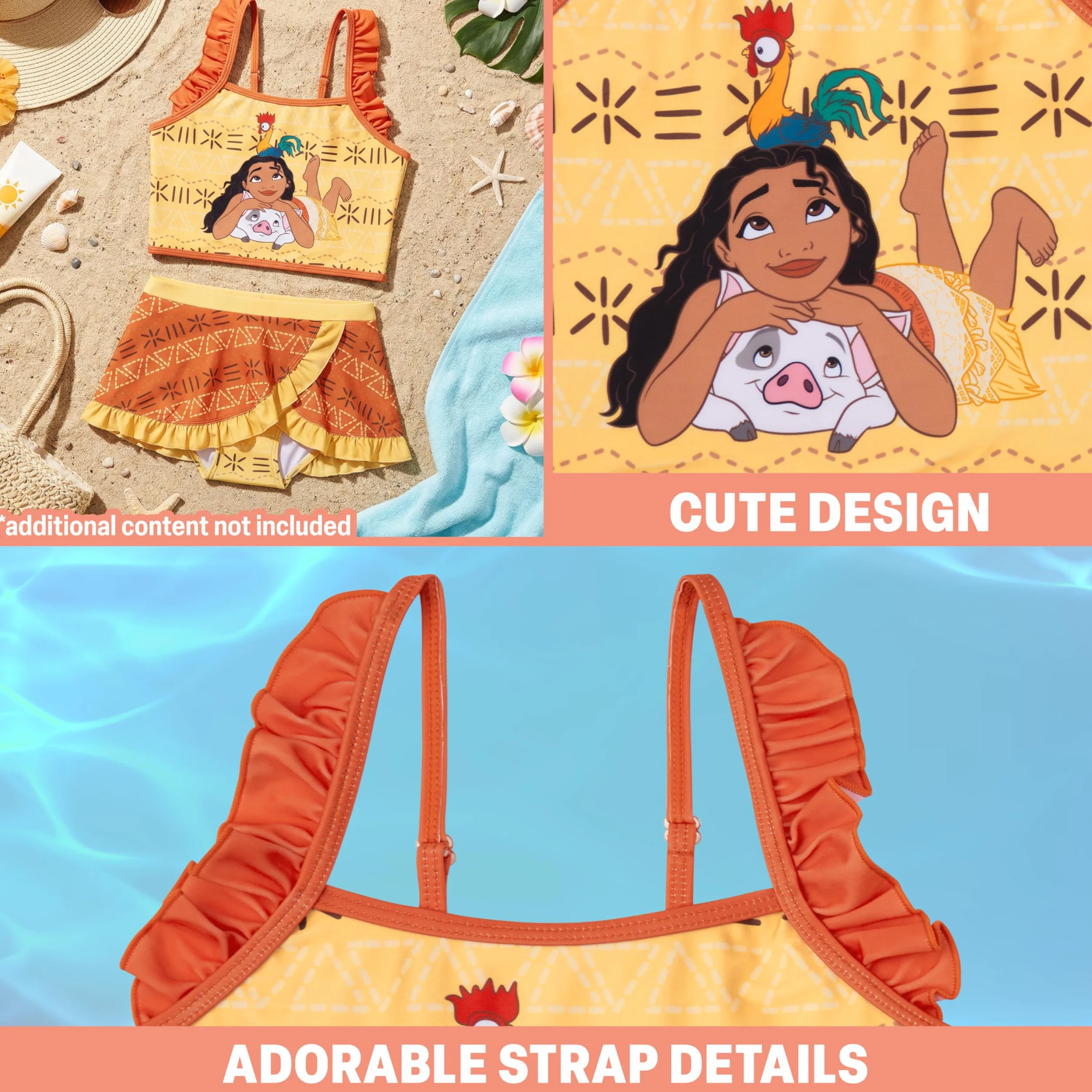 Disney Vaiana | Frozen | Arielle Bikini Mädchen Badeanzug, Elastisch & Verstellbar, Sommer Bademode Tankini Set Zweiteilig, Geschenke für Kinder