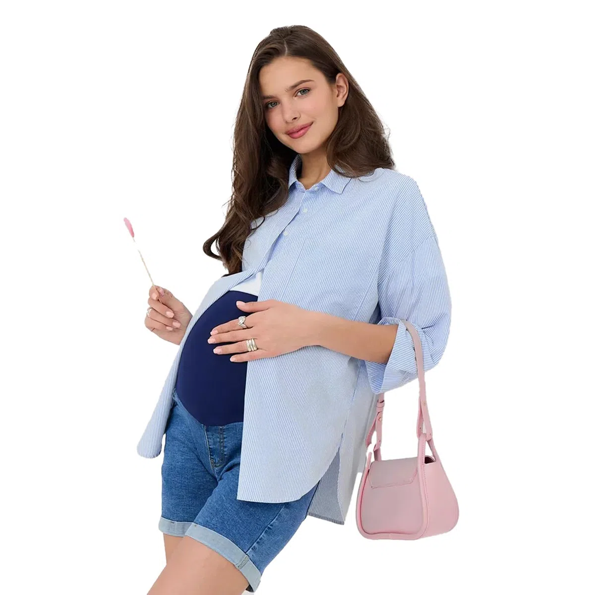 inhzoy Schwangerschaft Sommer Shorts Schwangere Damen Jeans Slim Fit Denim Shorts Bermuda Umstandsjeans Über Dem Bauch Elastisch Freizeit