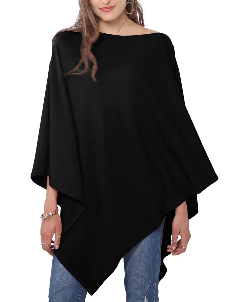 DiaryLook Kaschmir-Feeling gestrickter Poncho Damen Elegant, Langer Cape Damen Poncho für Frauen, weiche Knöpfe, Leichter Wickel Schal Cardigan für Frühling, Sommer, Winter Geschenk für Frauen