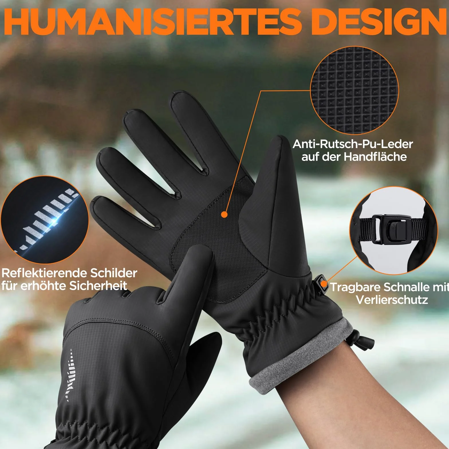 rivmount Winterhandschuhe für Herren Damen,Thermo-Handschuhe,Wasserdicht Fahrradhandschuhe,Winddicht Touchscreen Handschuhe,Warme Skihandschuhe für Laufen,Skifahren,Wandern,Radfahren,Motorrad RG802