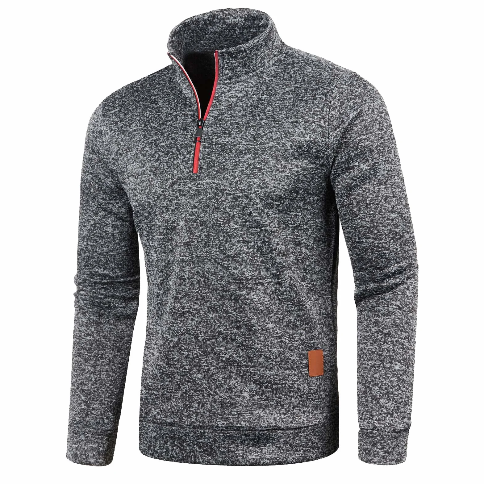 Generisch Fleecepullover Herren Warm 1/4 Zip Winterpullover Stehkragen Winter Arbeitspullover Gefütterte Pulli Fleece Pullover Herrenpullover Sweatshirt Strickpullover Langarmshirt Sweater Longsleeve