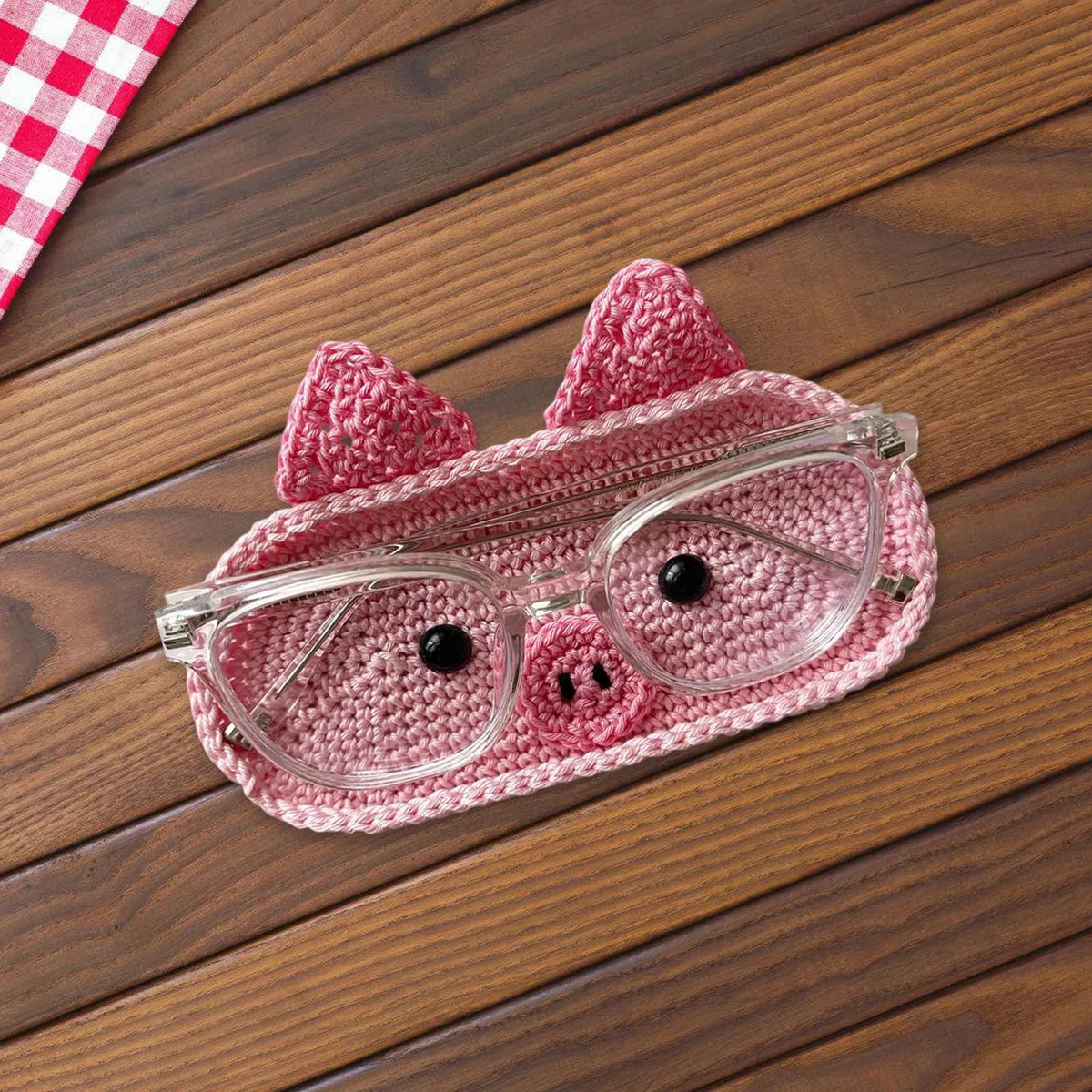 Handgemachter gehäkelter Brillenhalter mit süßem Tiermotiv, Brillenschutz-Aufbewahrungstablett für den Schreibtisch zu Hause, Brillen-Organizer, Geschenk