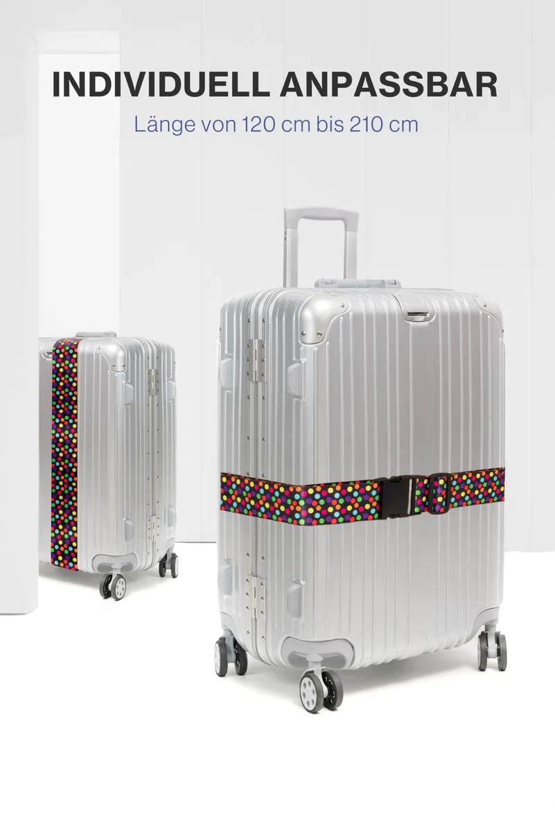 Wenter.S Koffergurte einzigartiges Kofferband Premium Gepäckgurt zur Individualisierung Ihrer Koffer - Gurt in stylischen Designs - Luggage Strap - praktisches Kofferband (schwarz weiß)
