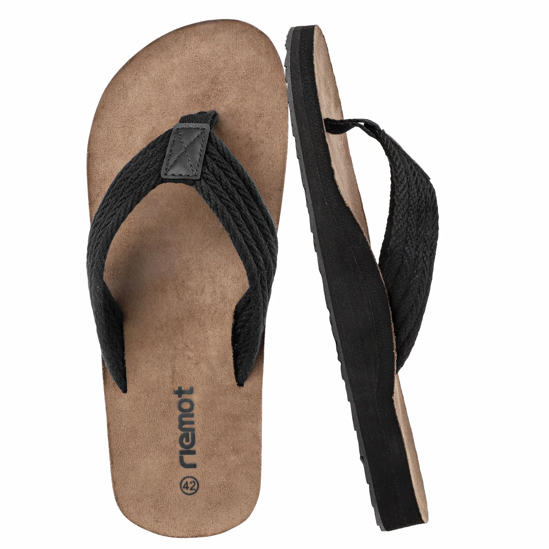 riemot Herren Flip Flops Zehentrenner mit bequemem Fußbett, leichte Sommer Sandalen mit geflochtenem Riemen, rutschhemmende Freizeitschuhe für Alltag und Urlaub