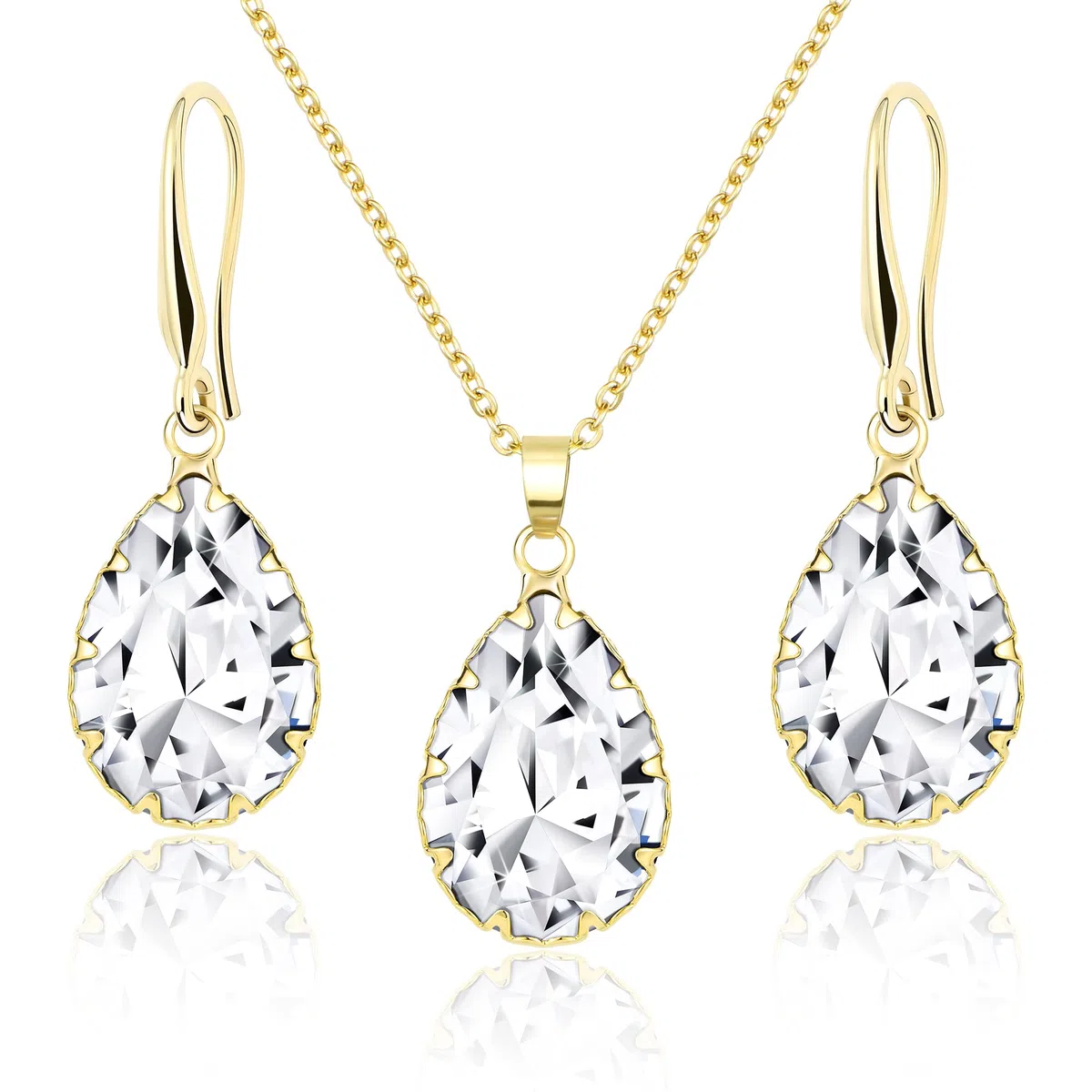 Linawe Schmuck Set, Brautschmuck Hochzeitsschmuck Braut Jewellery, Damenohrringe Ohrringe Hängend und Anhänger Kette Halskette Damen, Erhältlich in Silber, Gold und Roségold