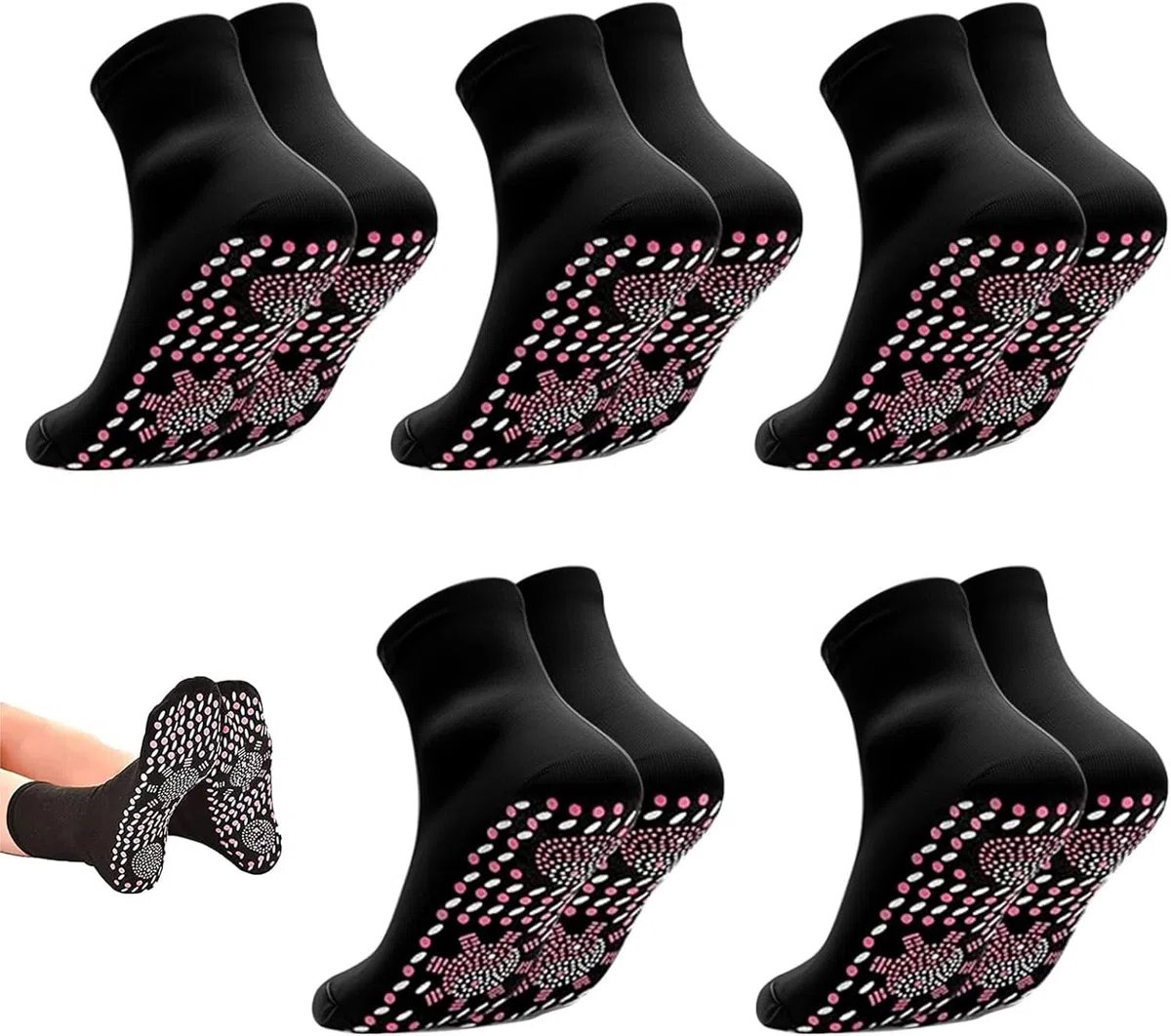 Turmalin Socken 5 Paar Schlankheits Gesundheitssocken Schlankheitssocken Turmalin Schlankheits Socken Neue selbsterwärmende Socken Winter warme Massage Turmalin Abnehmen Gesundheit Socke