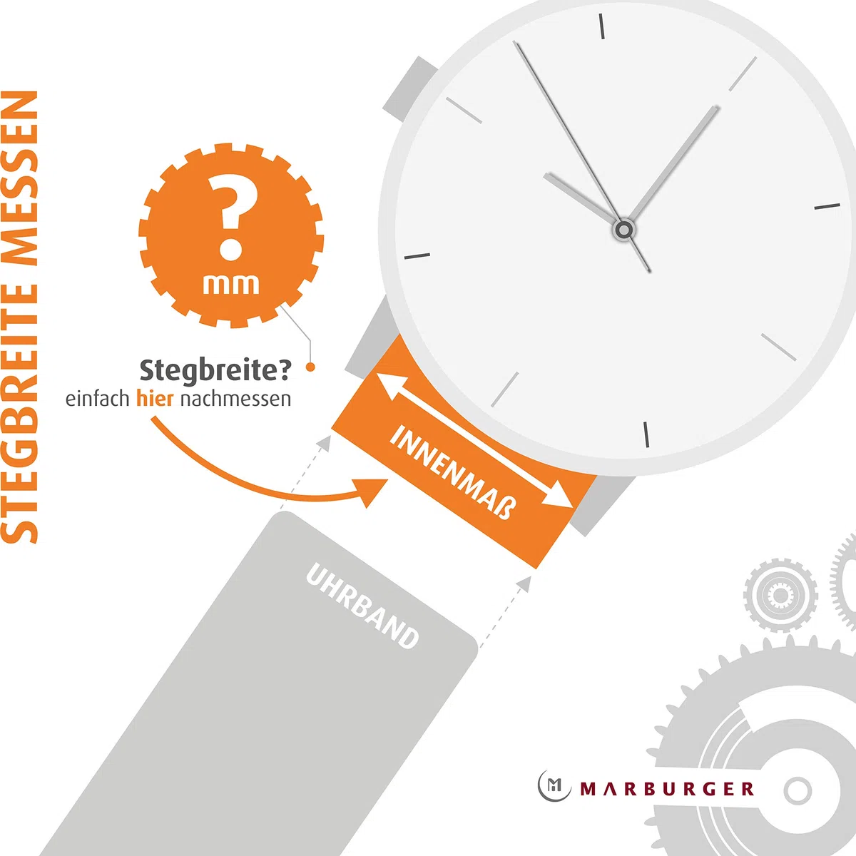 MARBURGER Uhrenarmband 14mm Leder Kroko (Caiman) Prägung Mit Naht - Werkzeug Montage Set 52914