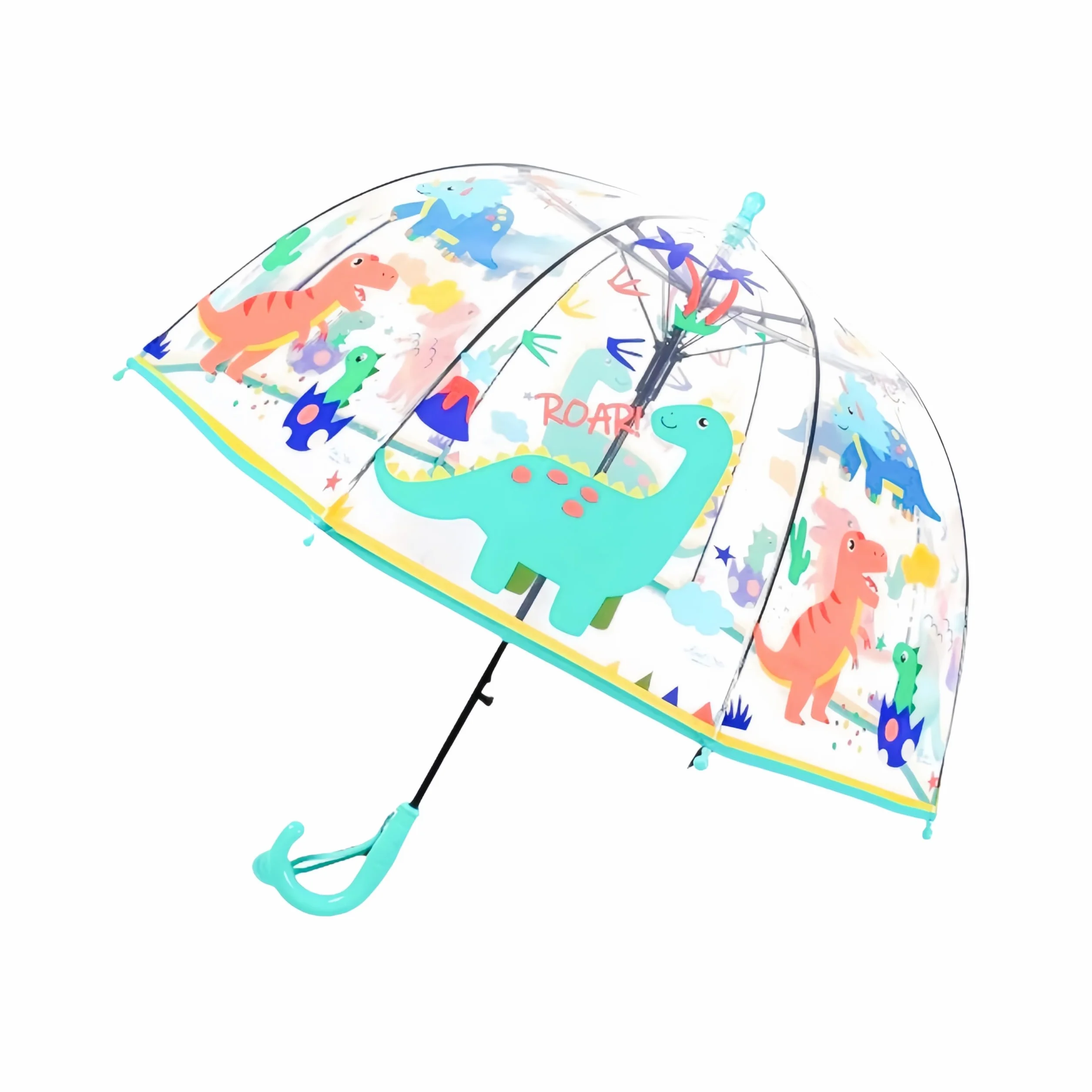 Generisch Kinder Regenschirm Kinder mit Kuppeldach Leichtes Niedliches Lustiges Design, Wind- und Regenschutzschirm,Stockschirm in Glockenform Transparent - Geschenke für Kinder