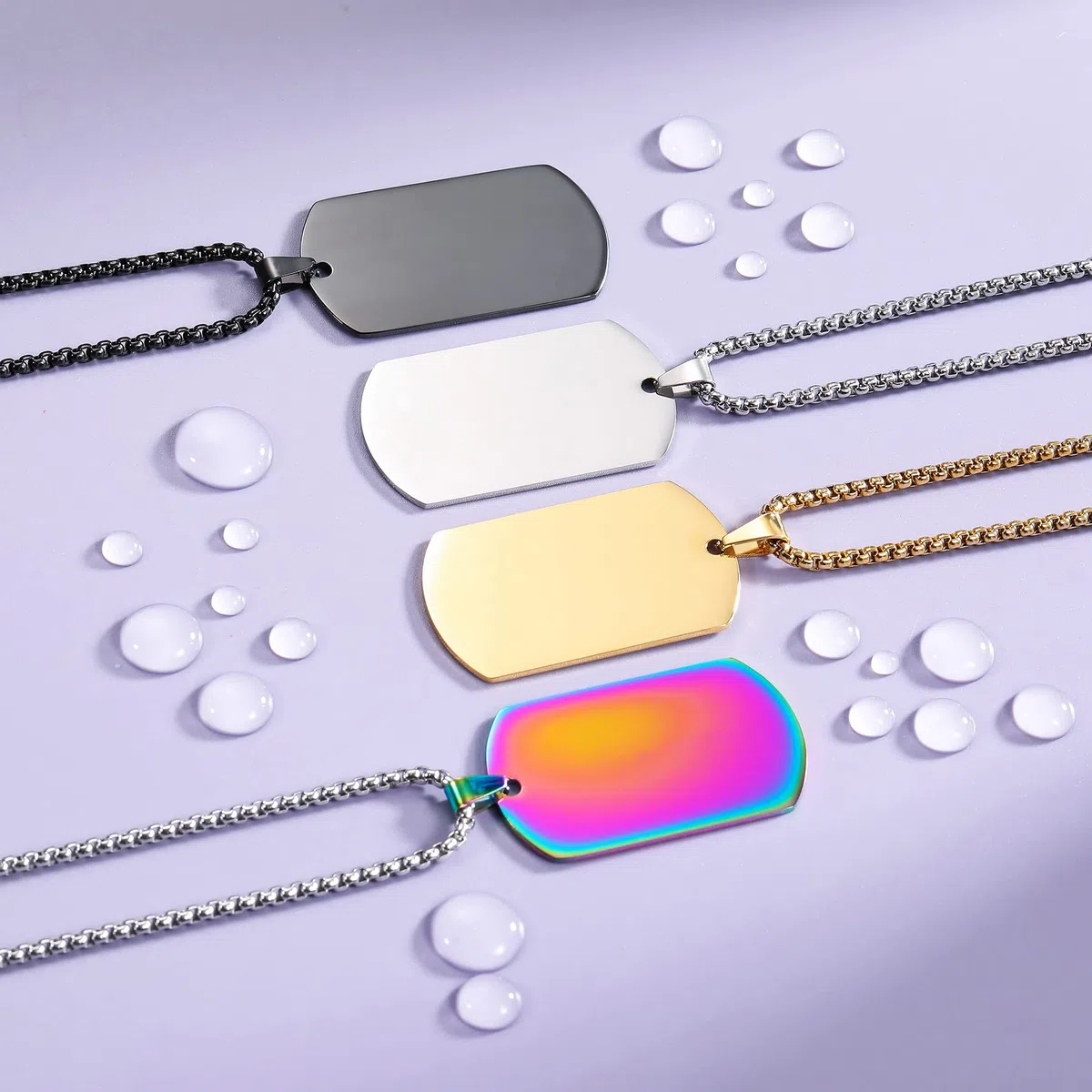Benutzerdefinierter Hundemarken Text und Bild gravierte Halsketten mit farbigem/schwarz-weißem Bild Anhänger personalisiertes Geschenk für Männer/Frauen Schmuck
