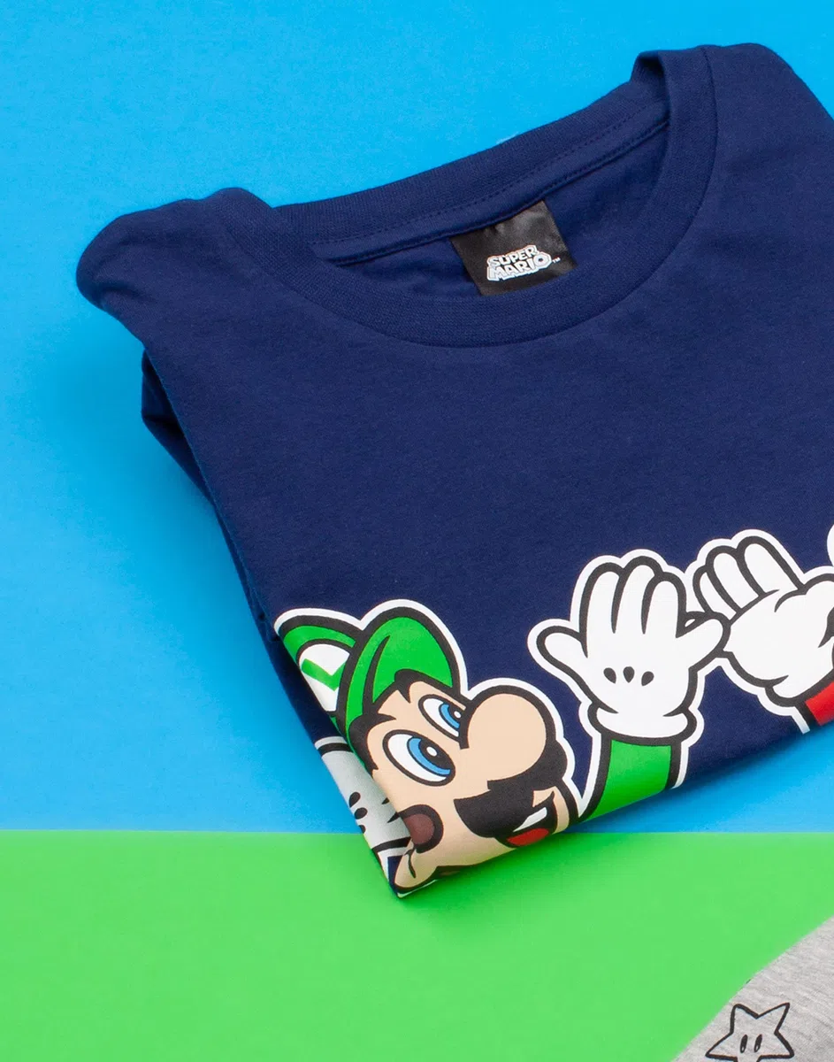 Super Mario Nintendo Pyjamas Jungen Kinder Luigi Blau oder Rot Kurze PJs